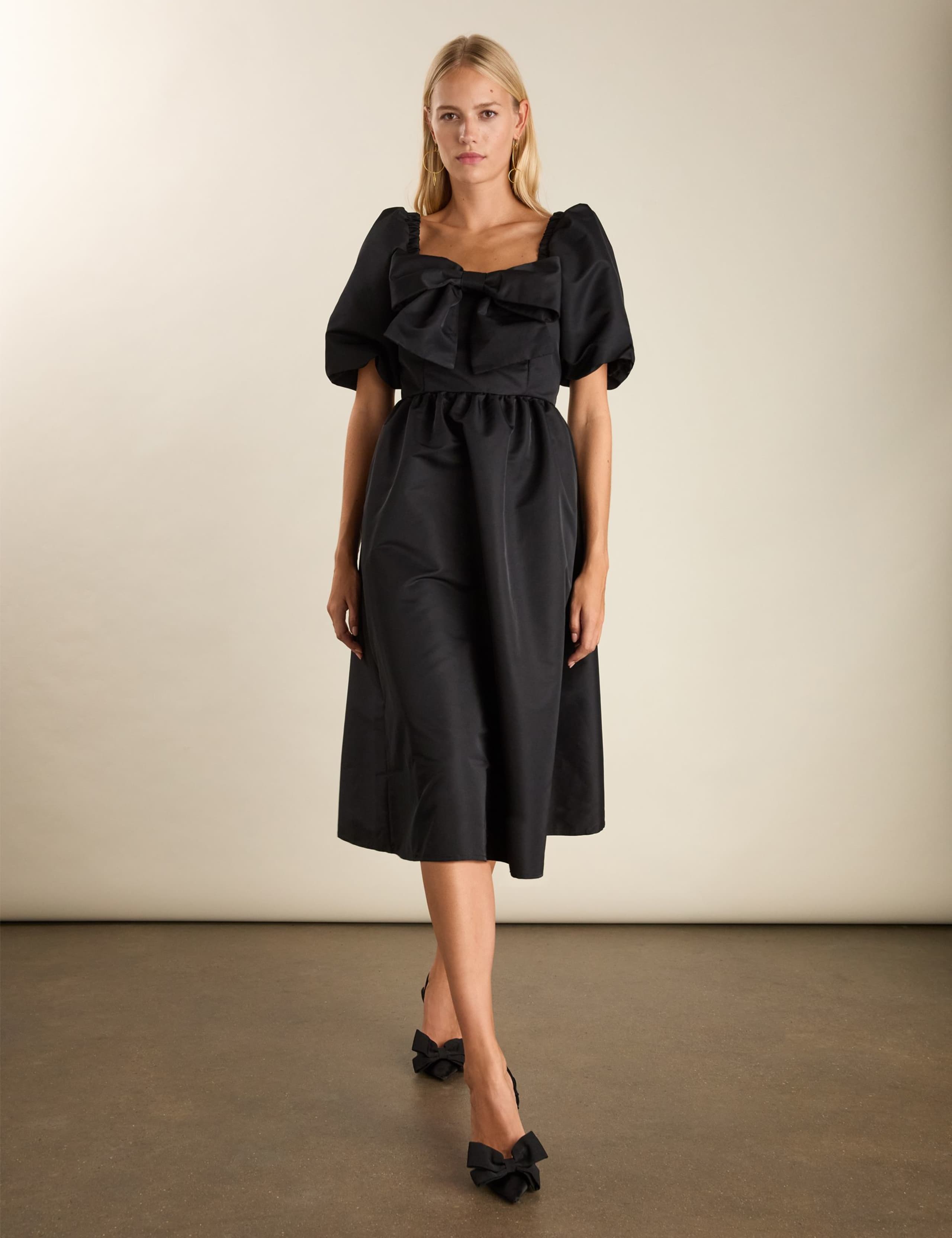 Bow Detail Midi Skater Dress 1 of 6