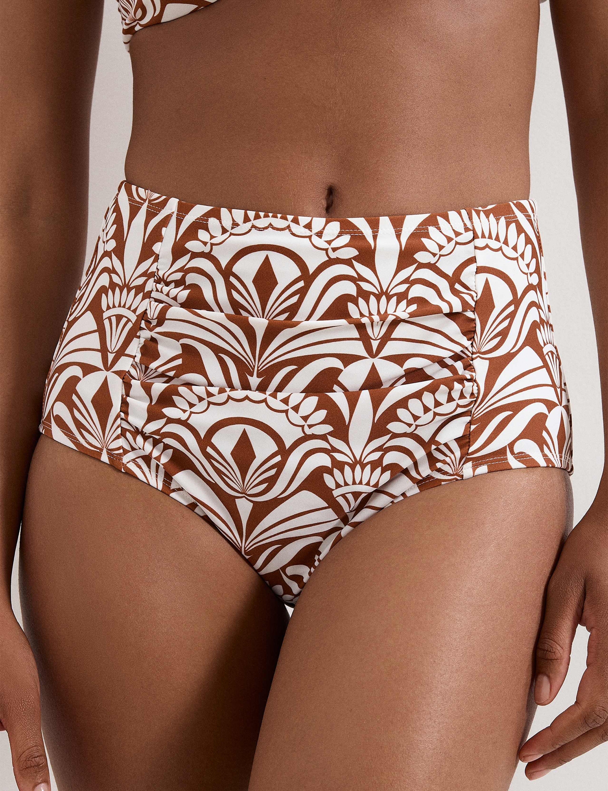 Floral Ruched High Waisted Bikini Bottoms 3 of 6