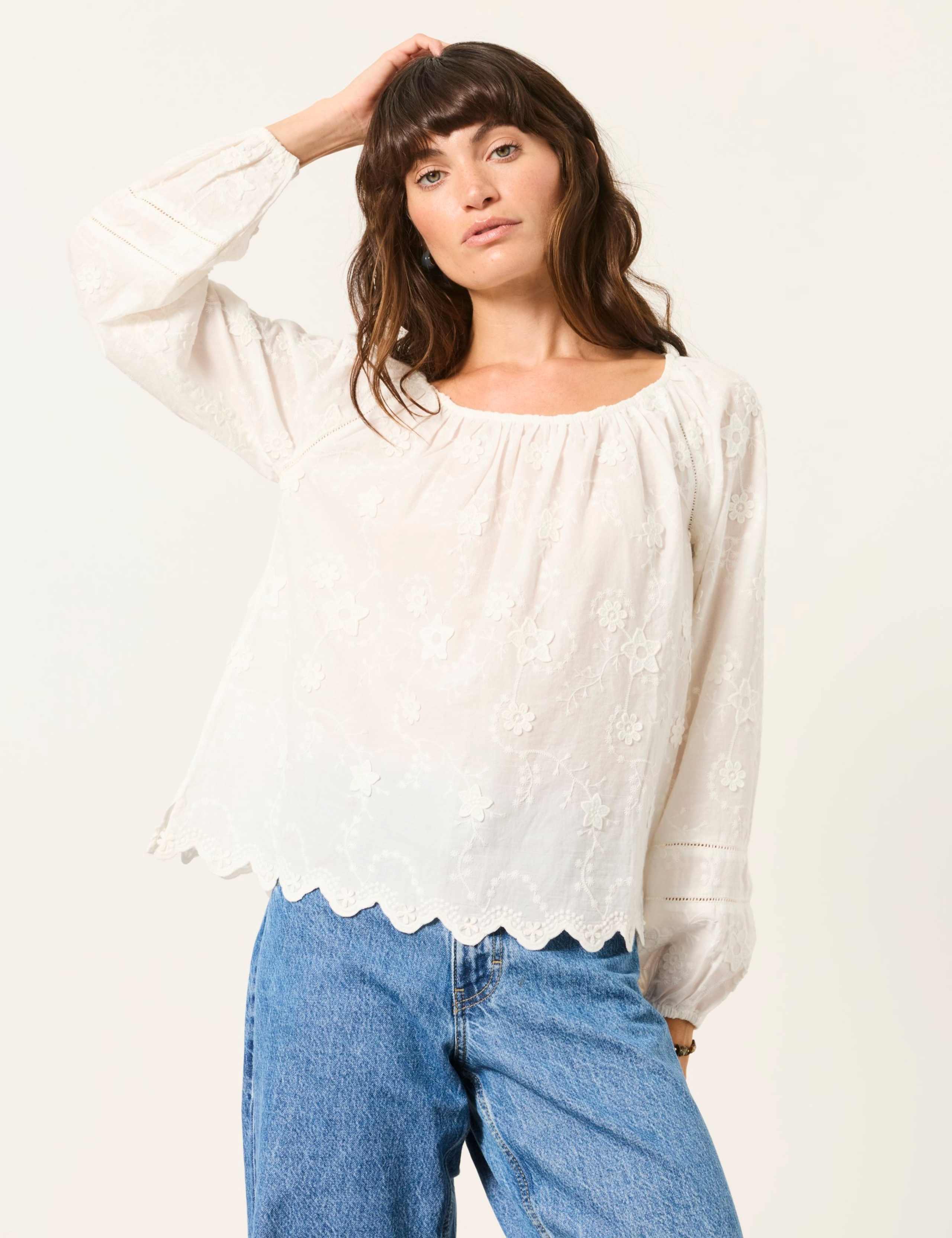 Cotton Rich Floral Embroidered Blouse 5 of 7