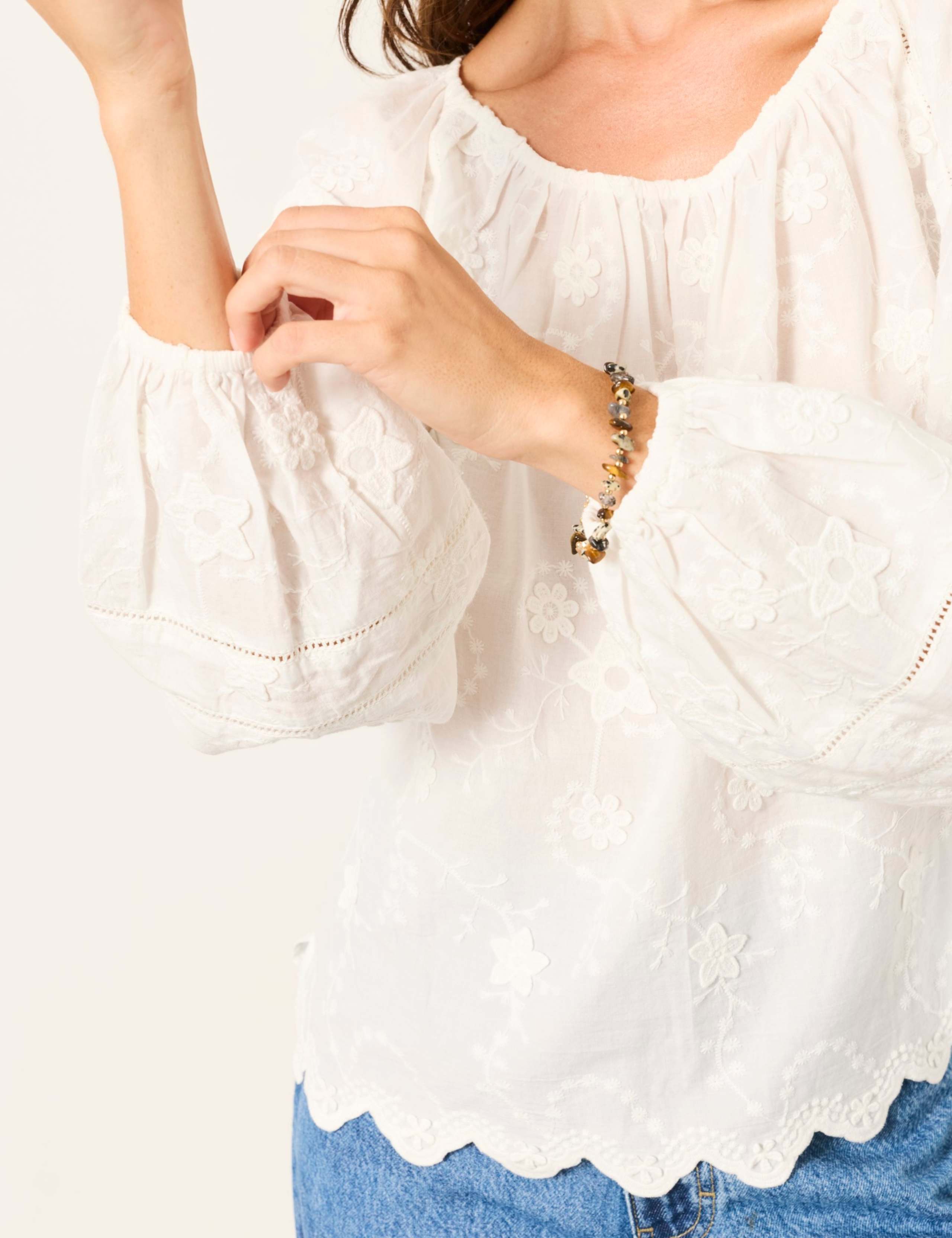 Cotton Rich Floral Embroidered Blouse 6 of 7