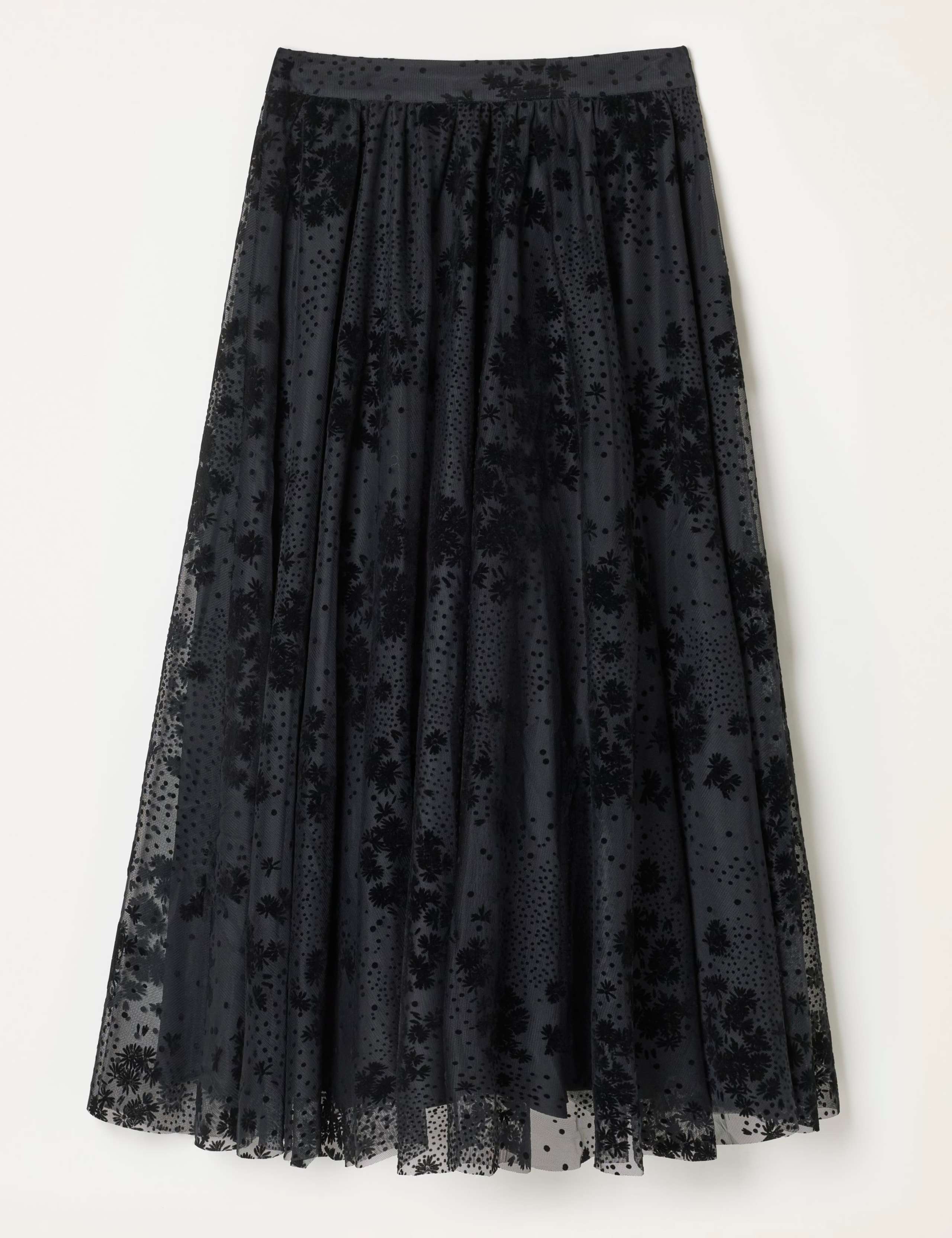 Spot Print Floral Midi A Line Skirt 2 of 7