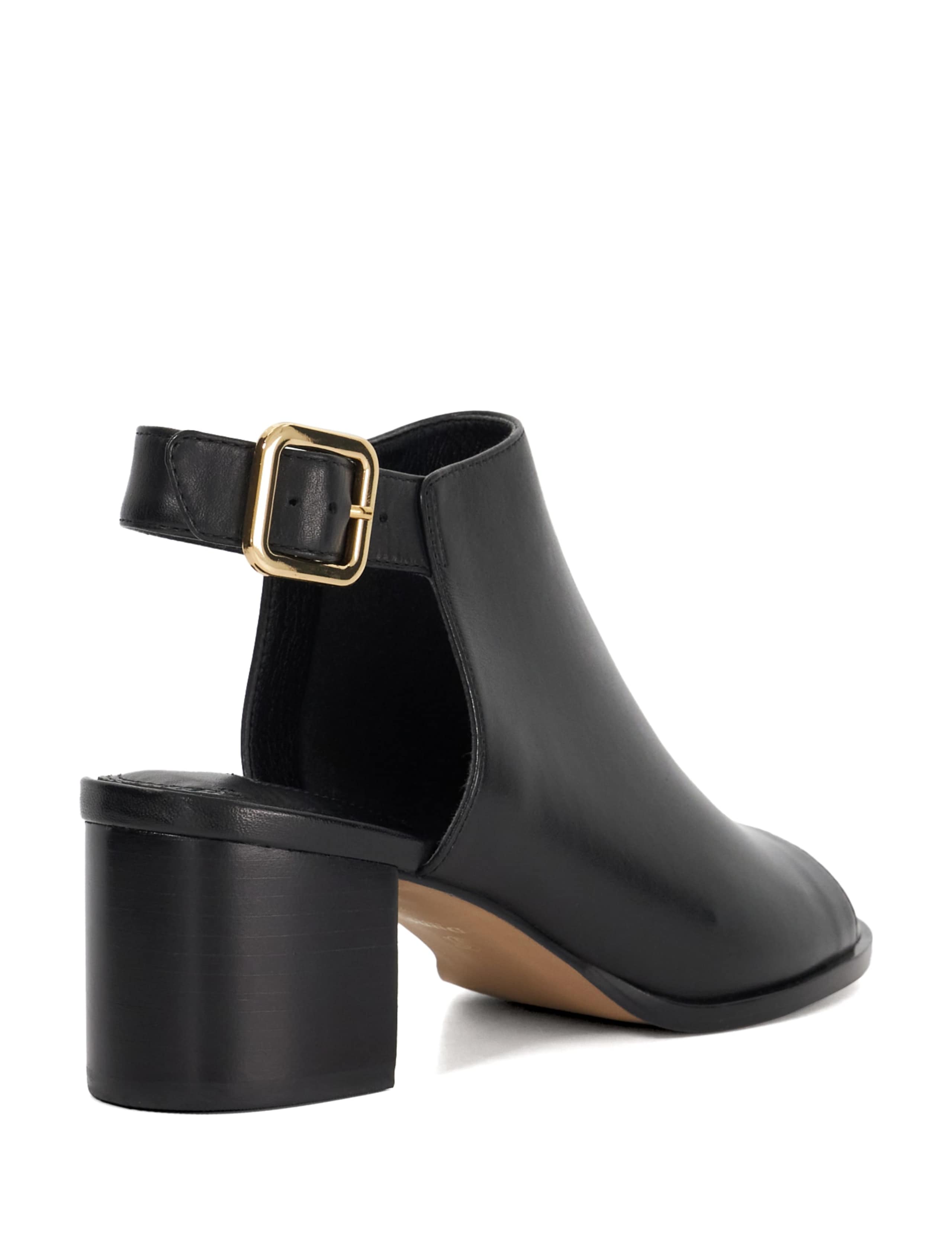 Leather Block Heel Peep Toe Sandals 5 of 5