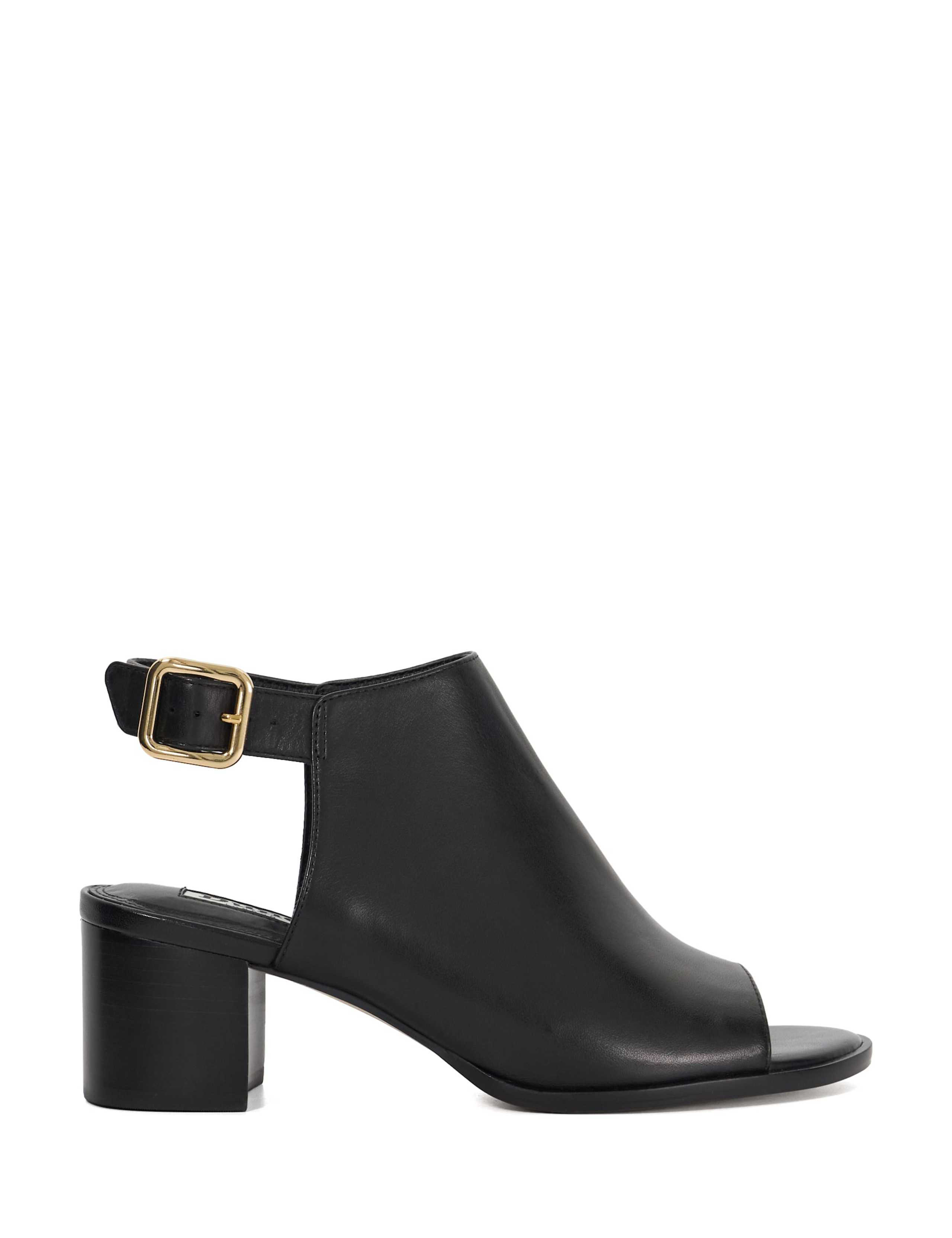 Leather Block Heel Peep Toe Sandals 1 of 5