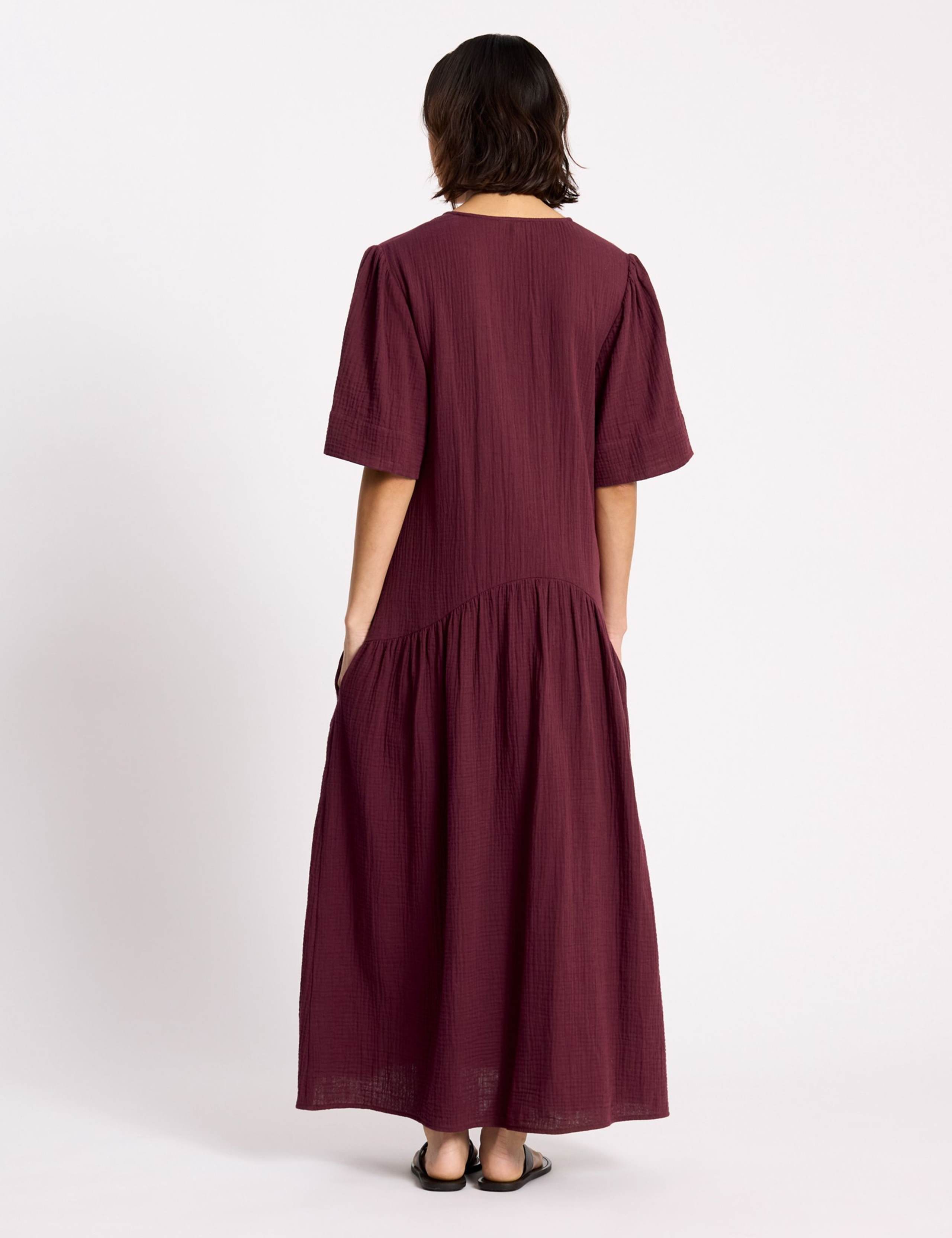Pure Cotton V-Neck Maxi Relaxed Smock Dress 4 of 5
