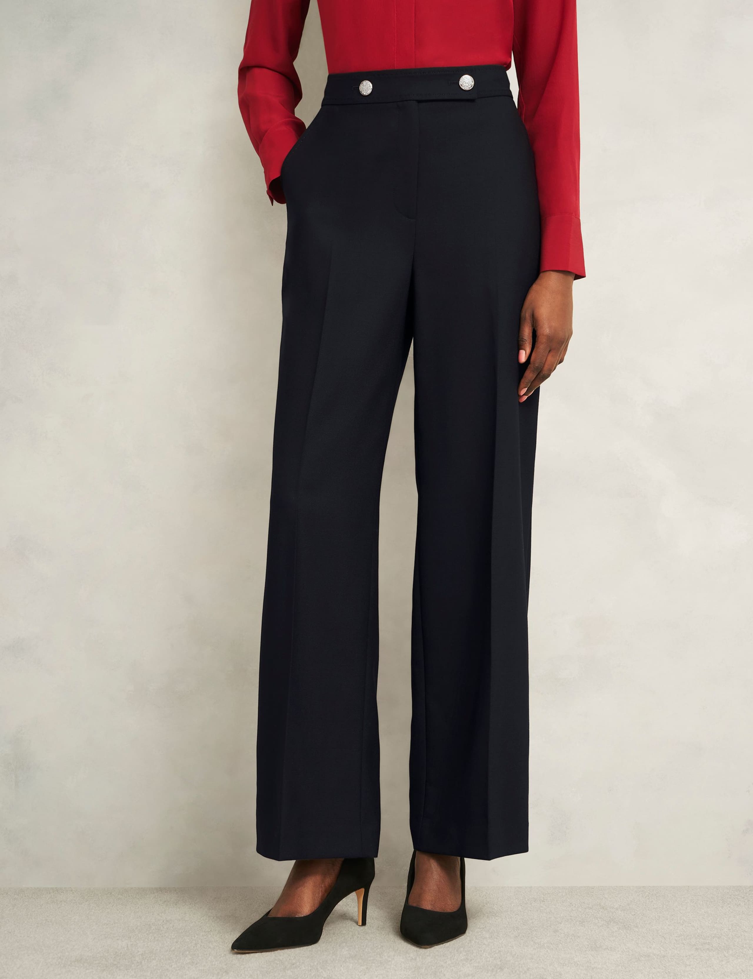 Wool Blend Tailored Wide Leg Trousers 3 of 5