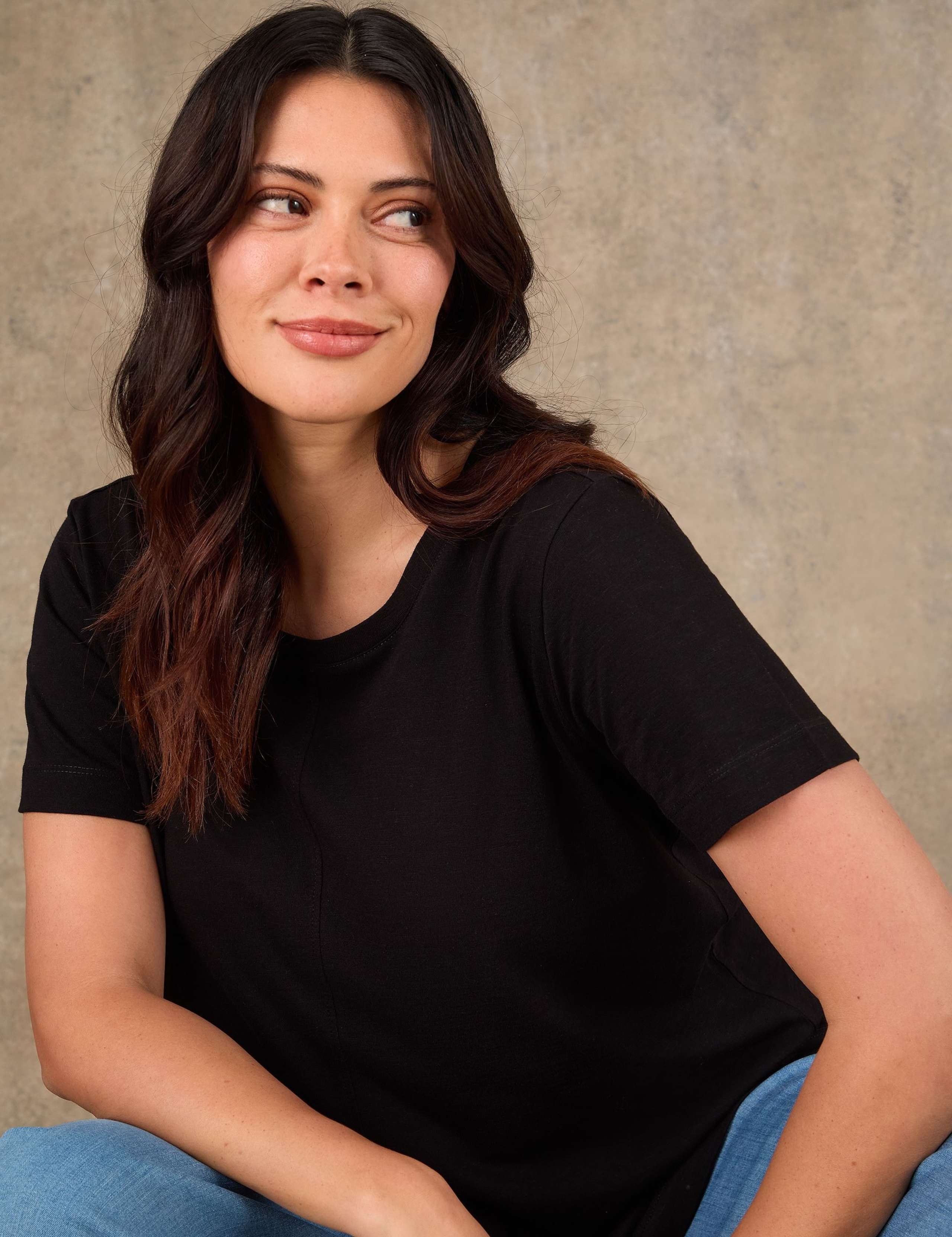 Cotton Rich Seam Detail T-Shirt 1 of 4