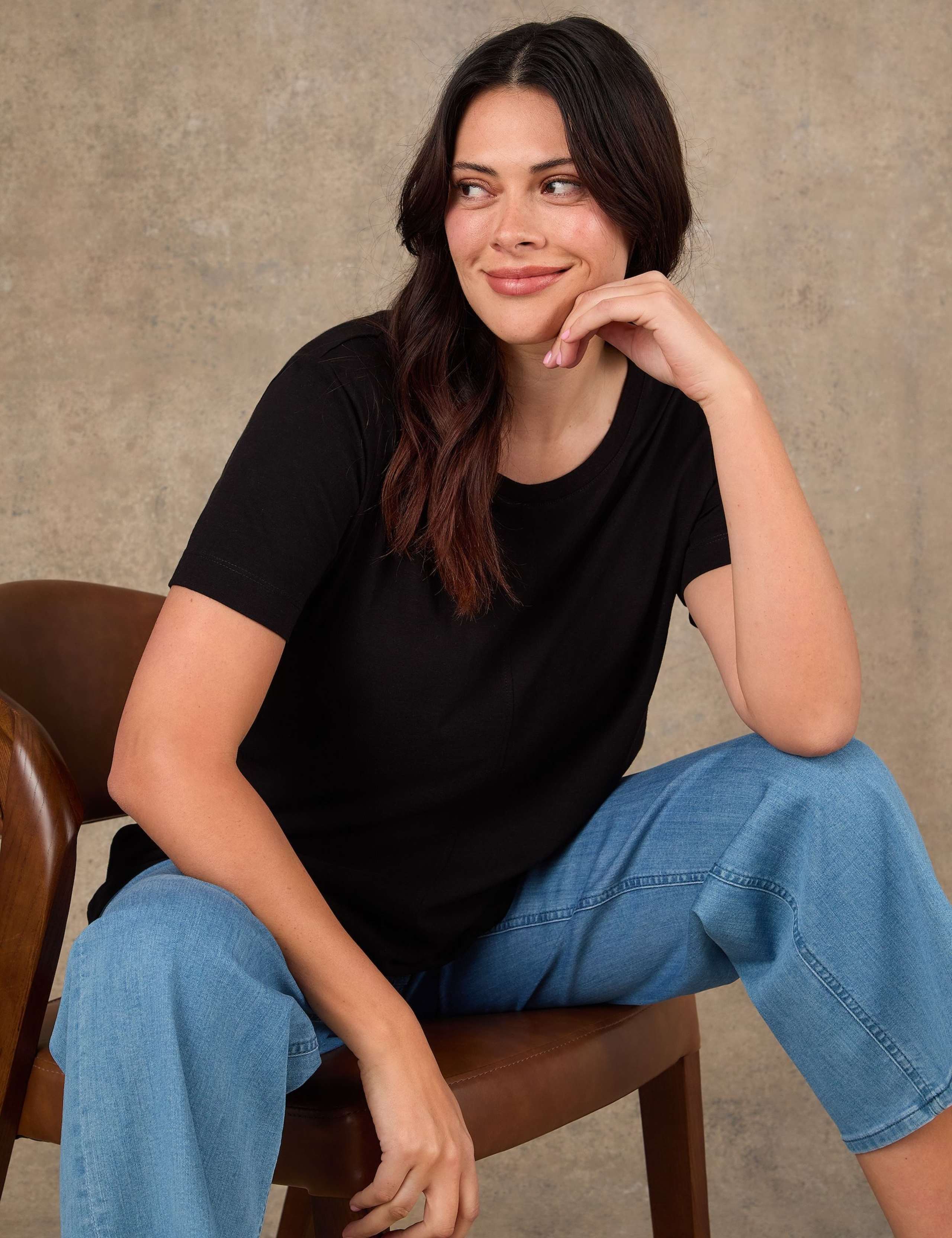 Cotton Rich Seam Detail T-Shirt 3 of 4