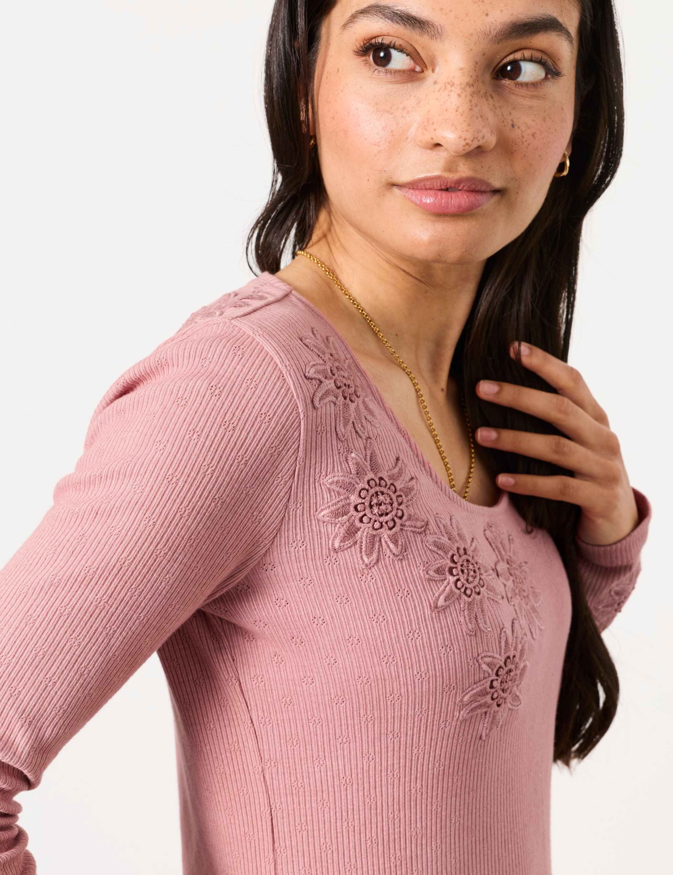 Pure Cotton Ribbed Appliqué Top 4 of 5