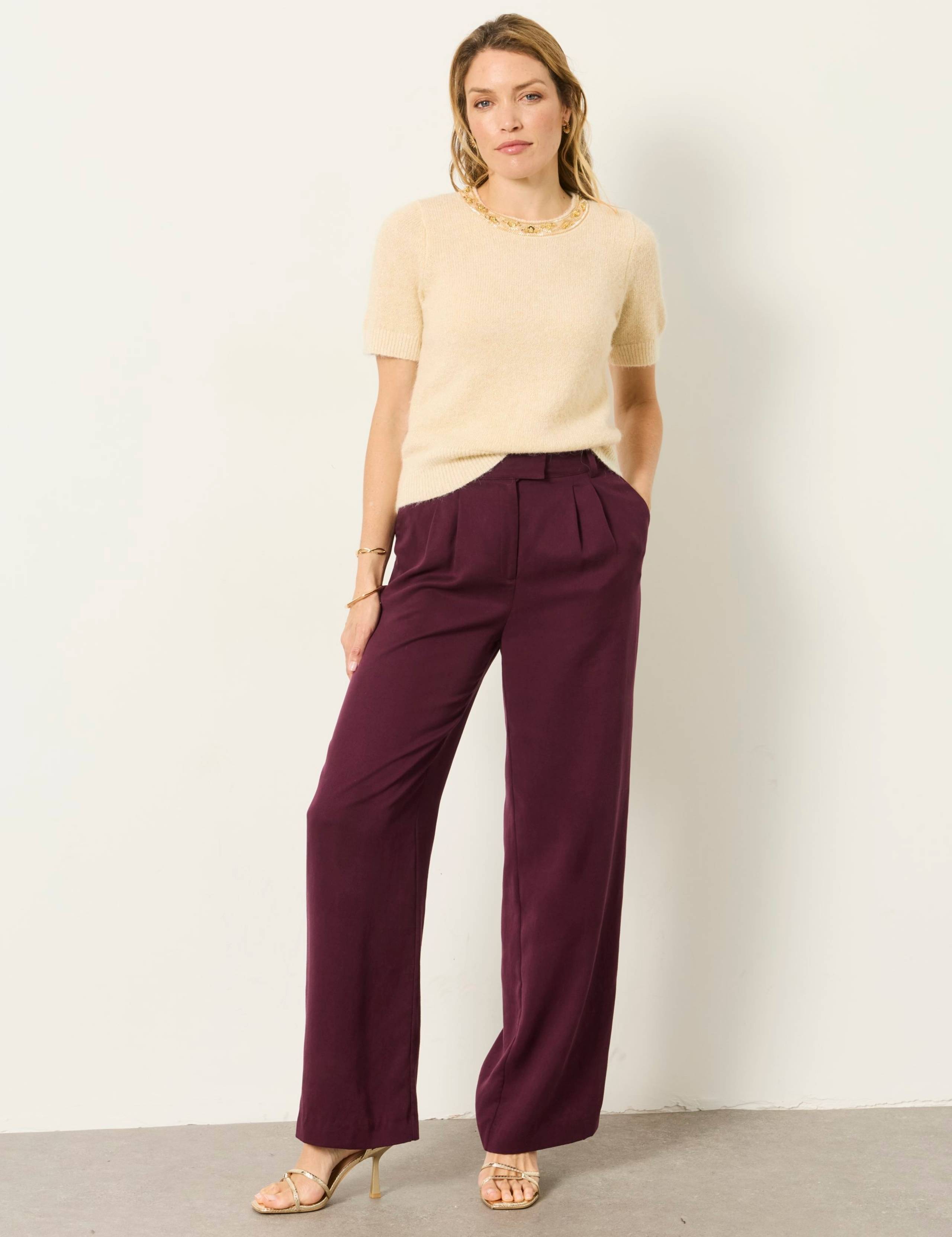 Embroidered Crew Neck Knitted Top with Wool 4 of 6