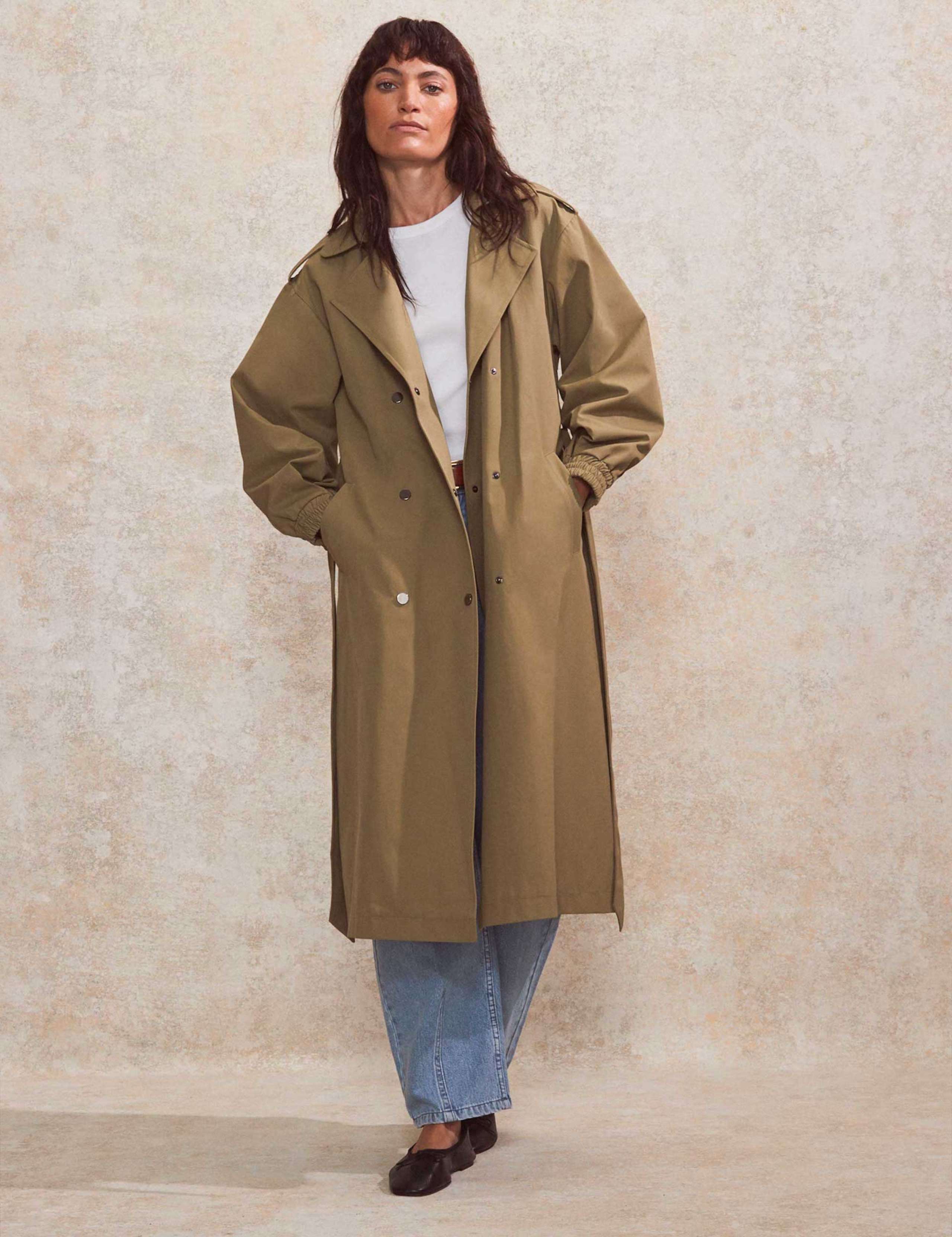 Cotton Blend Longline Trench Coat 1 of 11