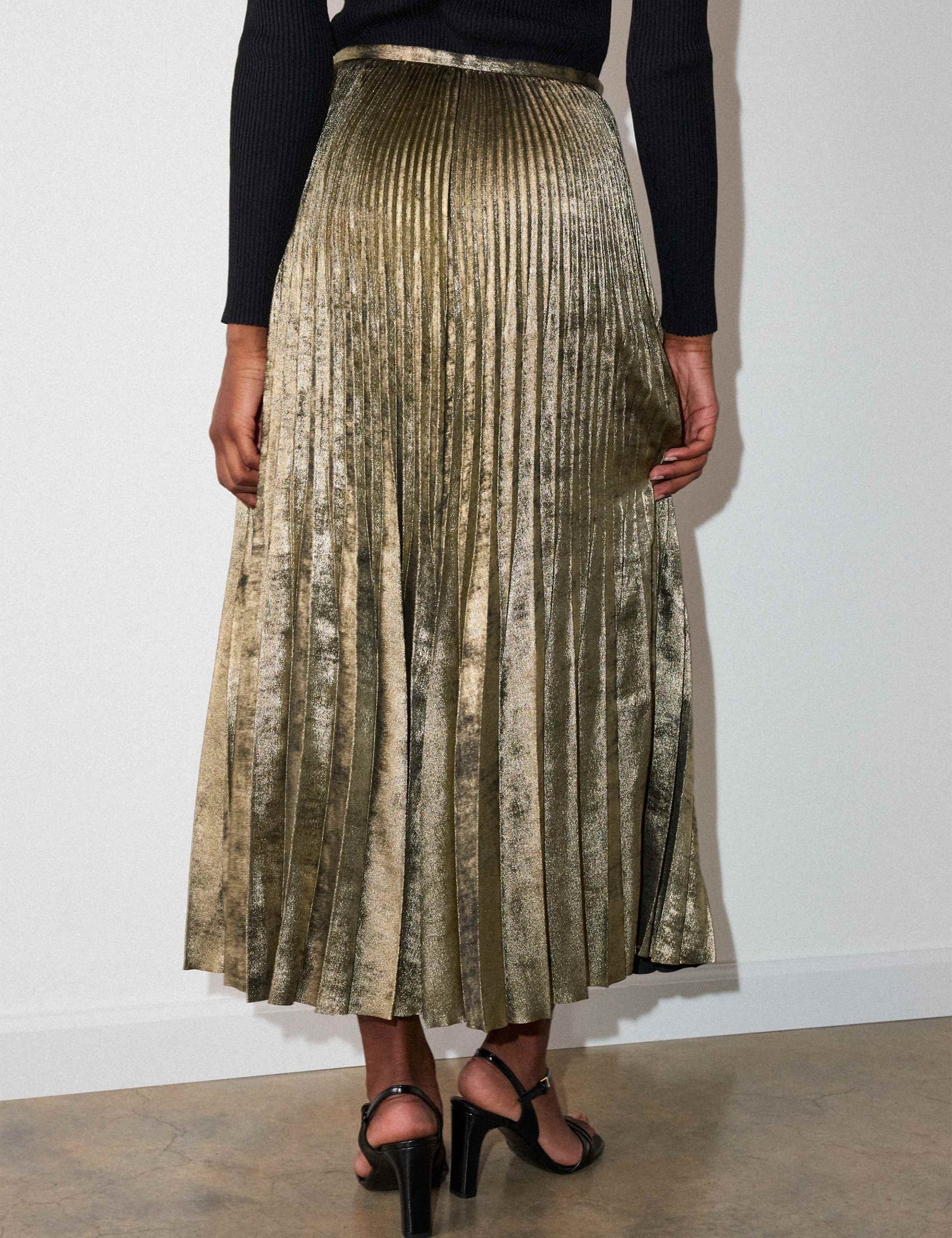 Metallic Pleated Midi Skirt 4 of 6