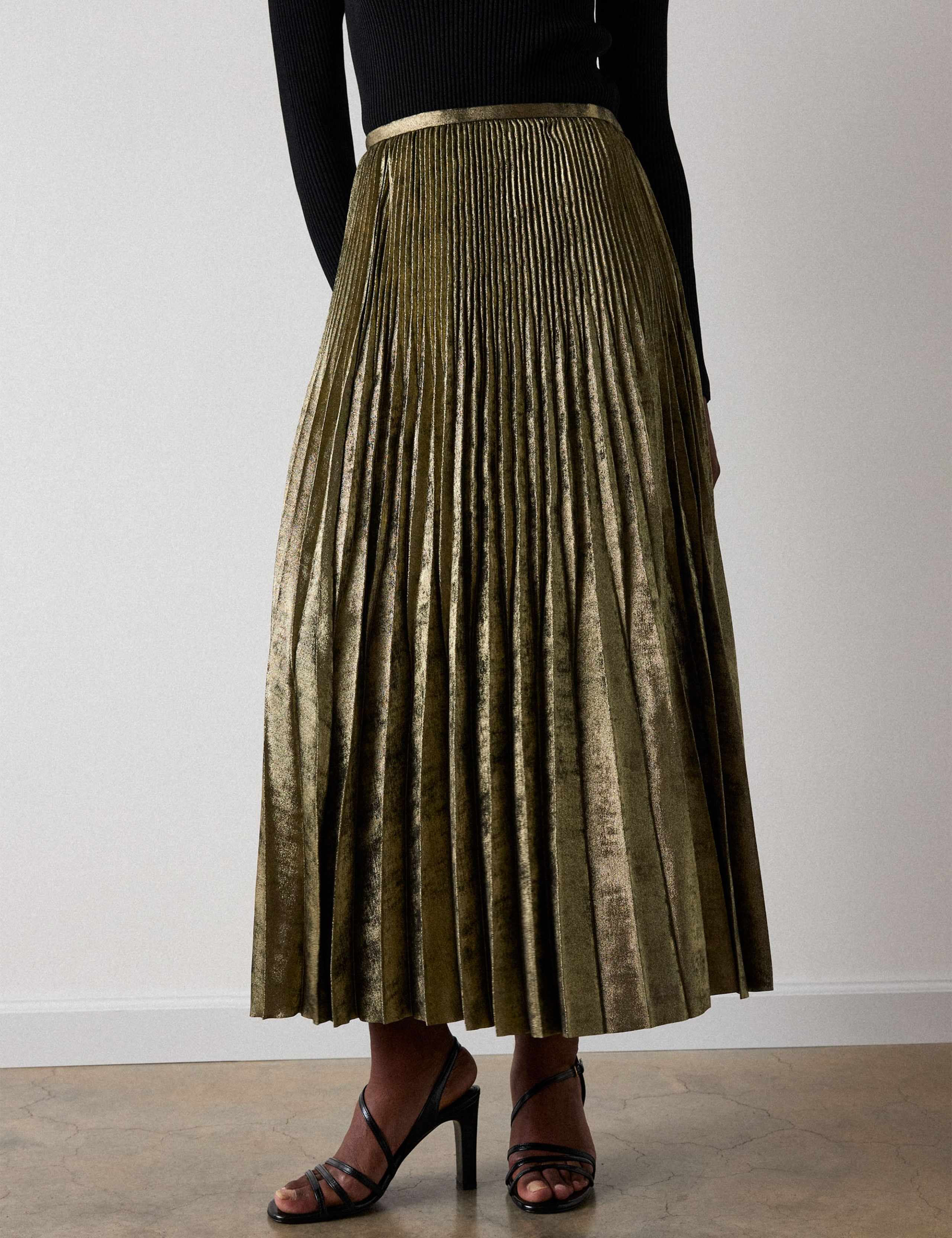 Metallic Pleated Midi Skirt 6 of 6