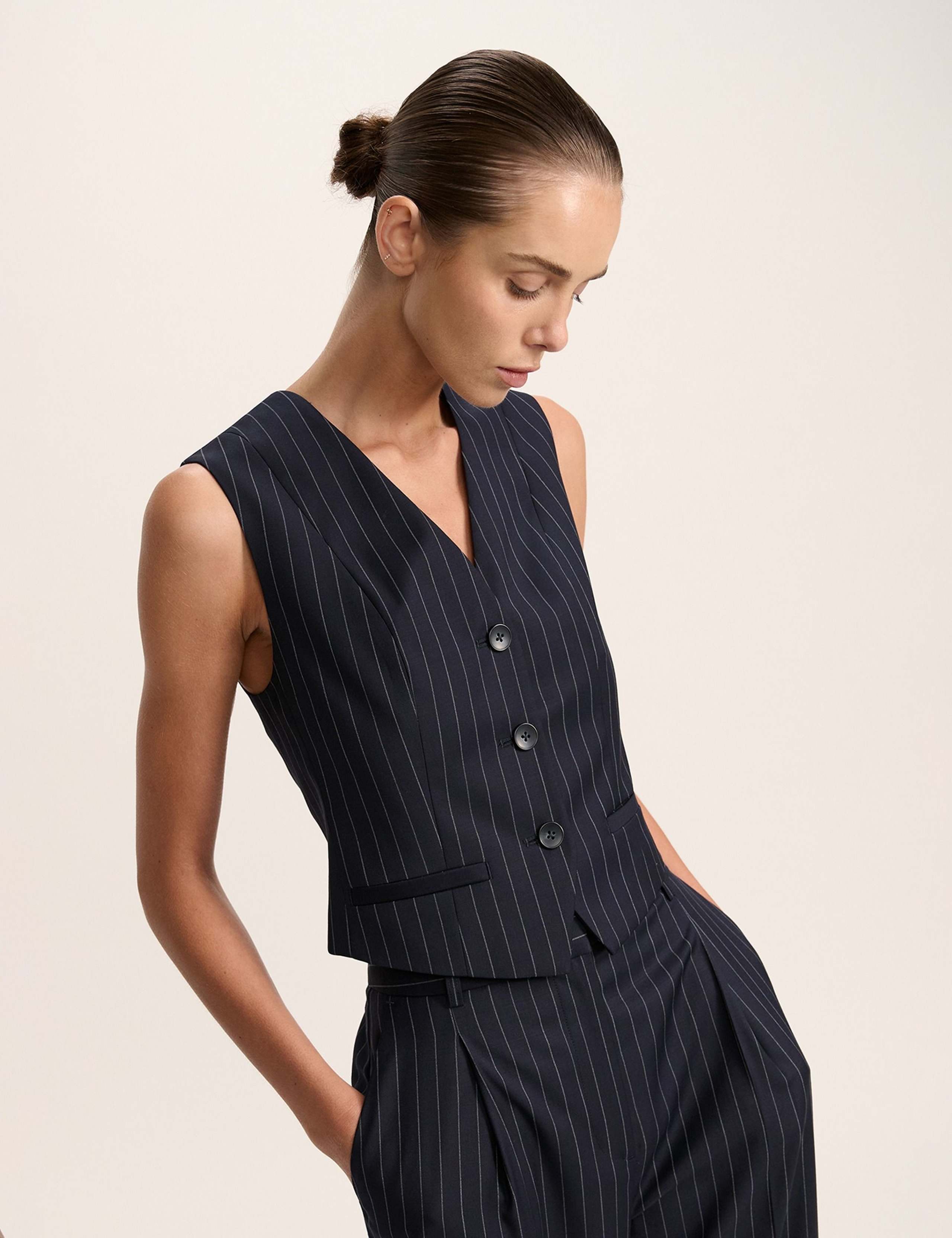 Wool Blend Striped Waistcoat 3 of 8