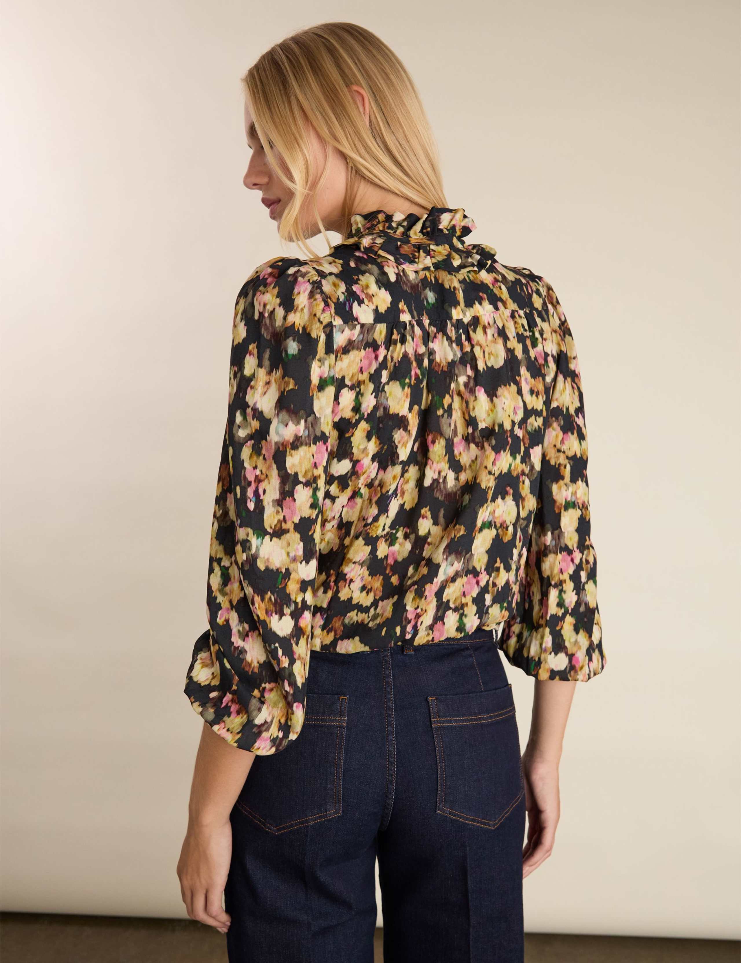 Printed Tie Neck Button Through Blouse 3 of 6