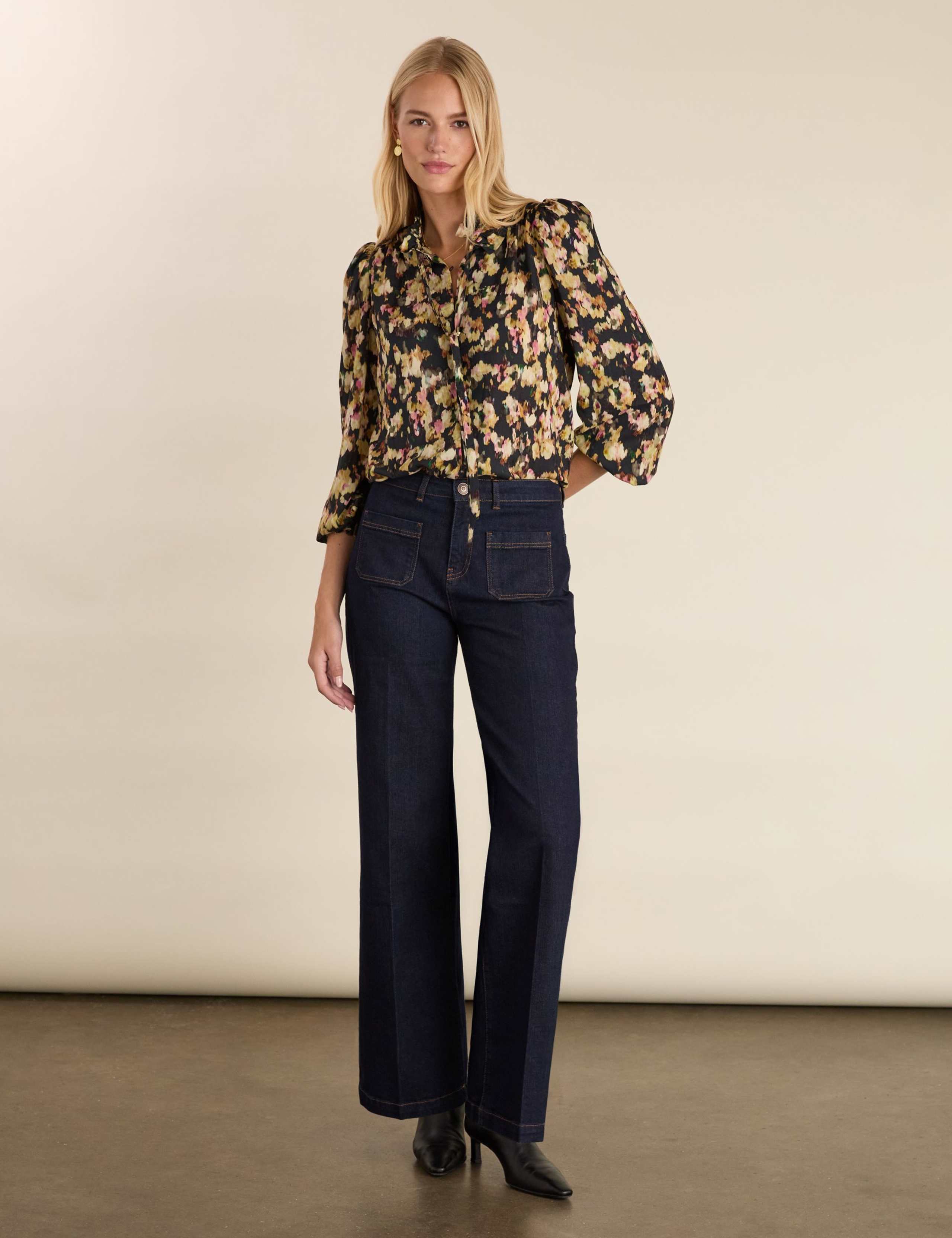 Printed Tie Neck Button Through Blouse 4 of 6