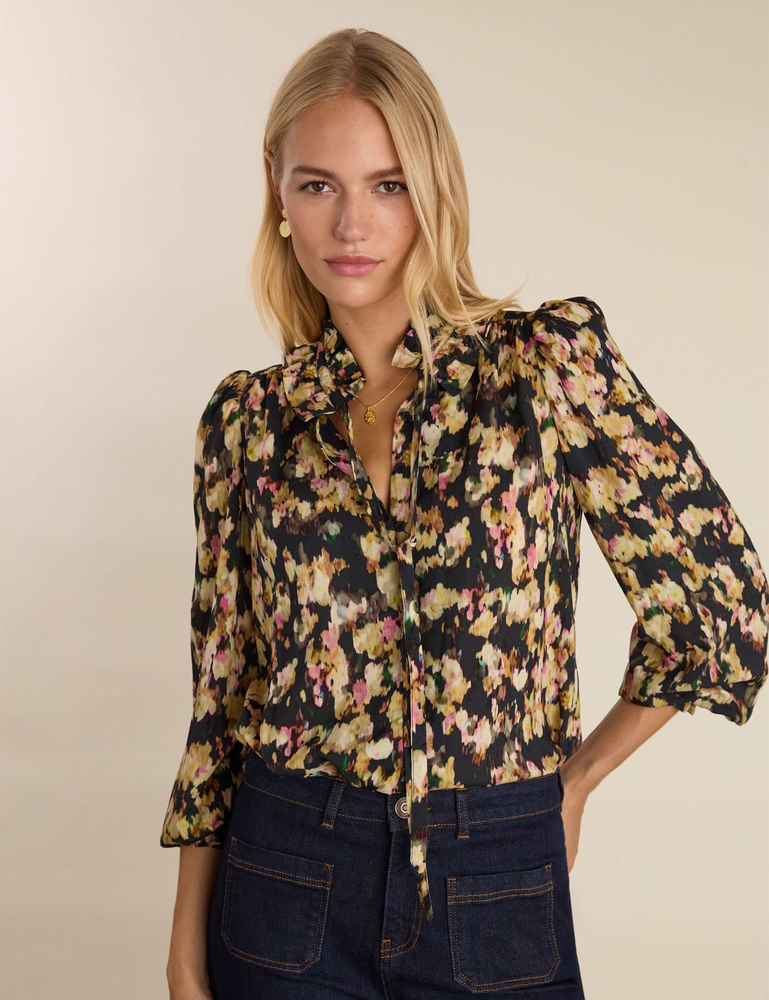 Printed Tie Neck Button Through Blouse 5 of 6