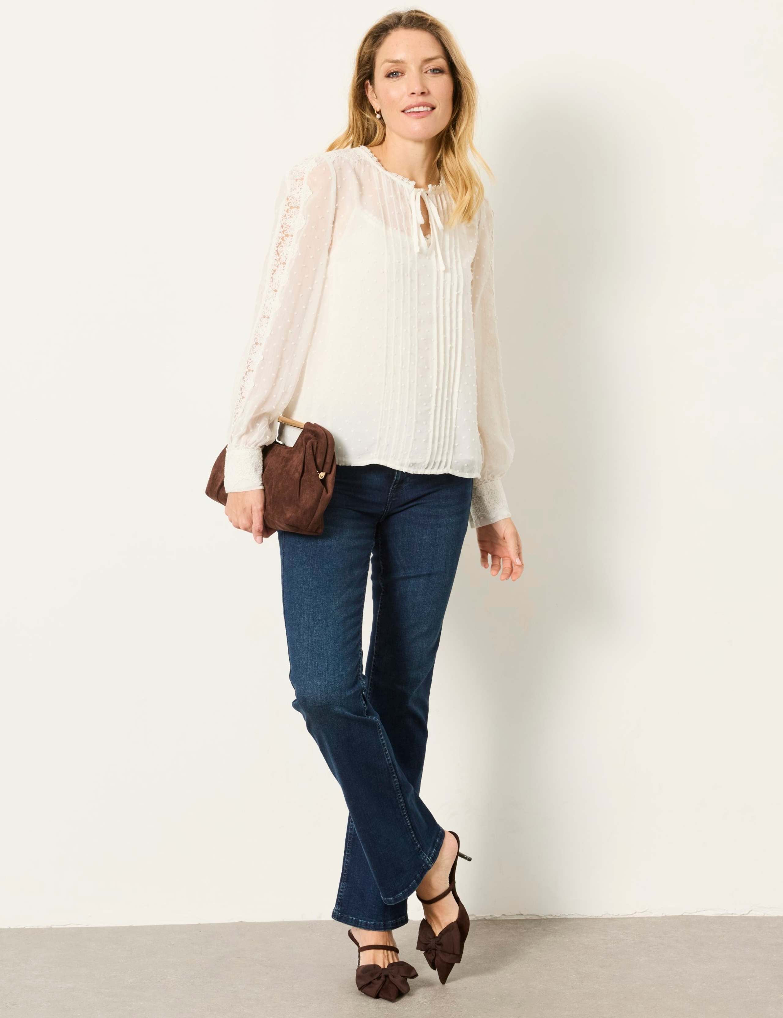 Embroidered Lace Tie Neck Blouse 4 of 6