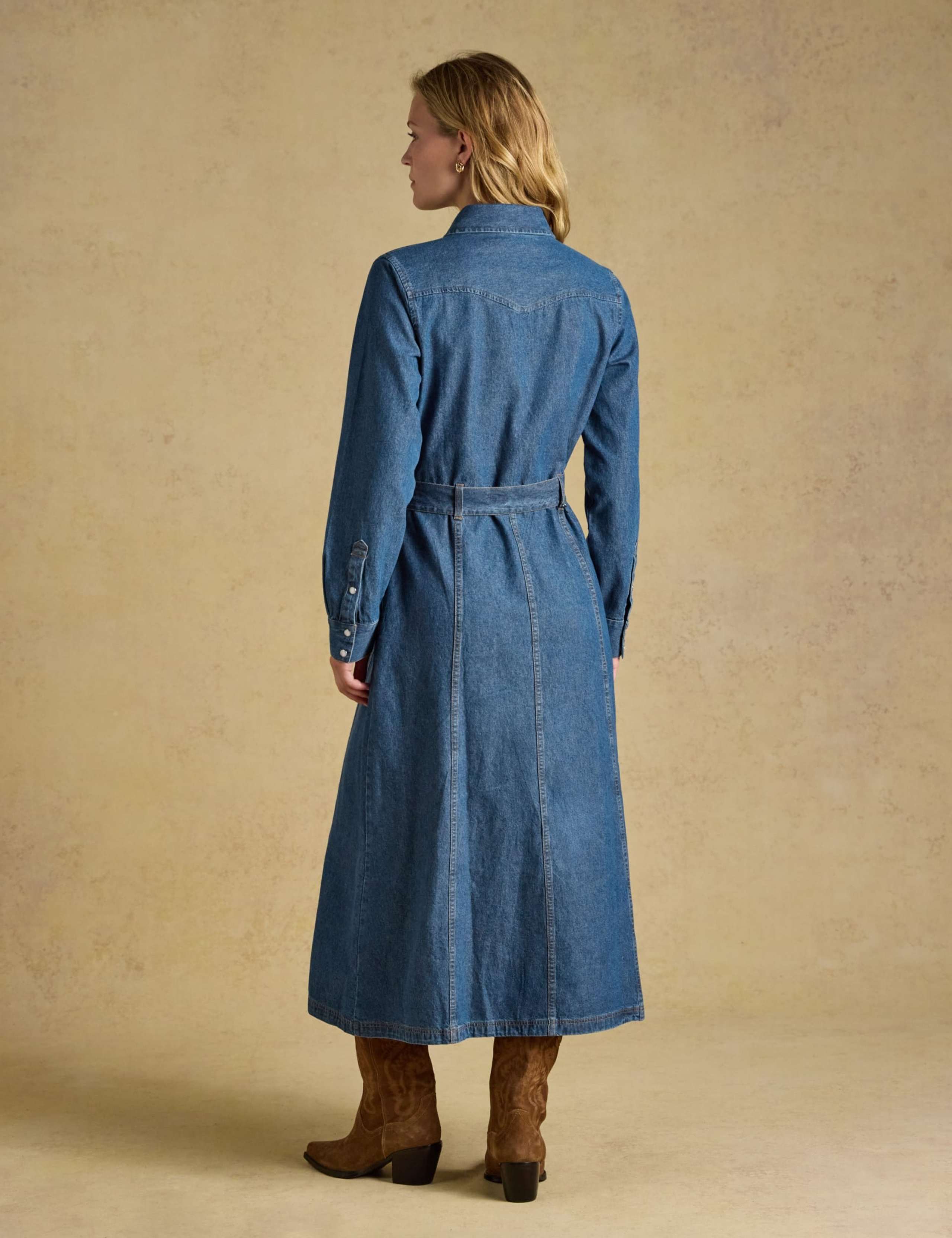 Denim Western Midi Shirt Dress 2 of 7