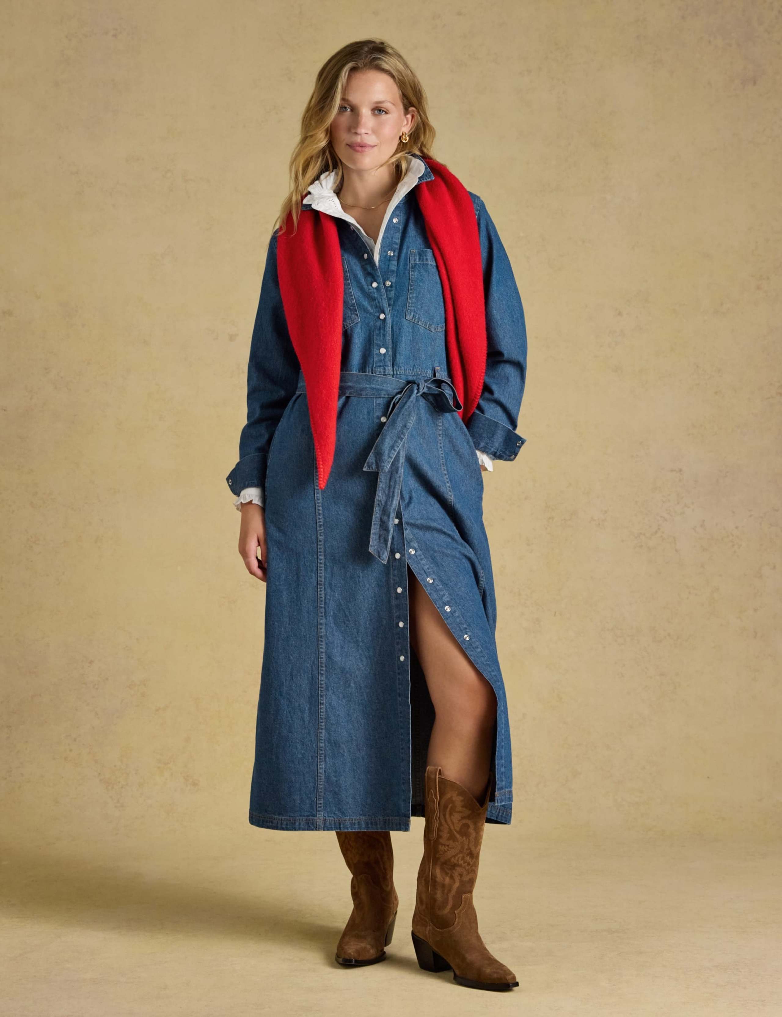 Denim Western Midi Shirt Dress 3 of 7
