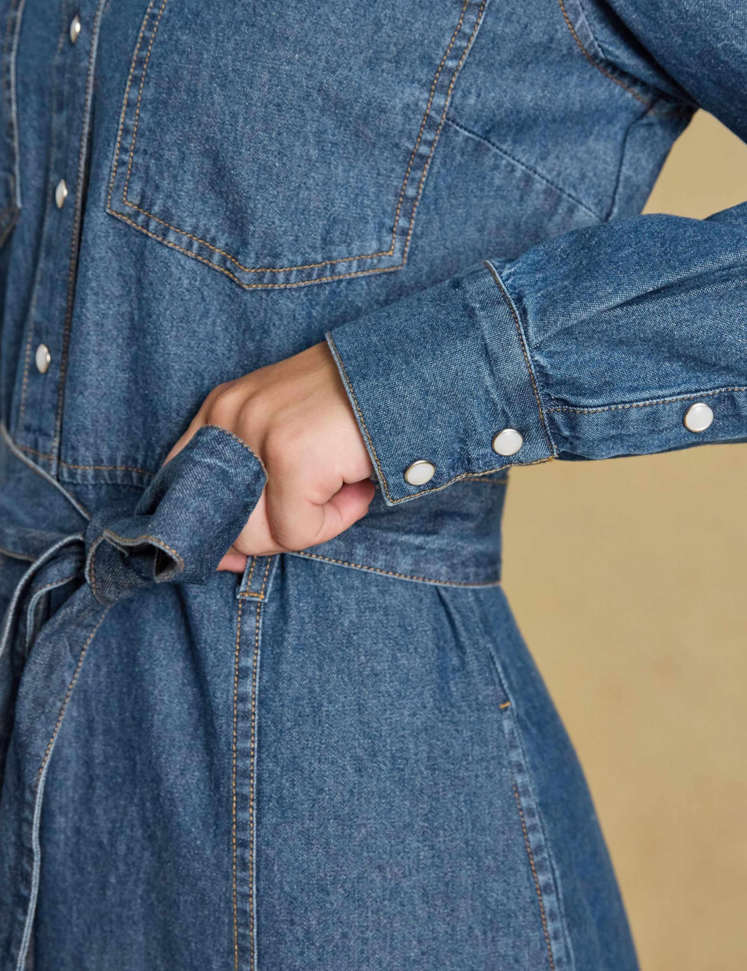 Denim Western Midi Shirt Dress 5 of 7