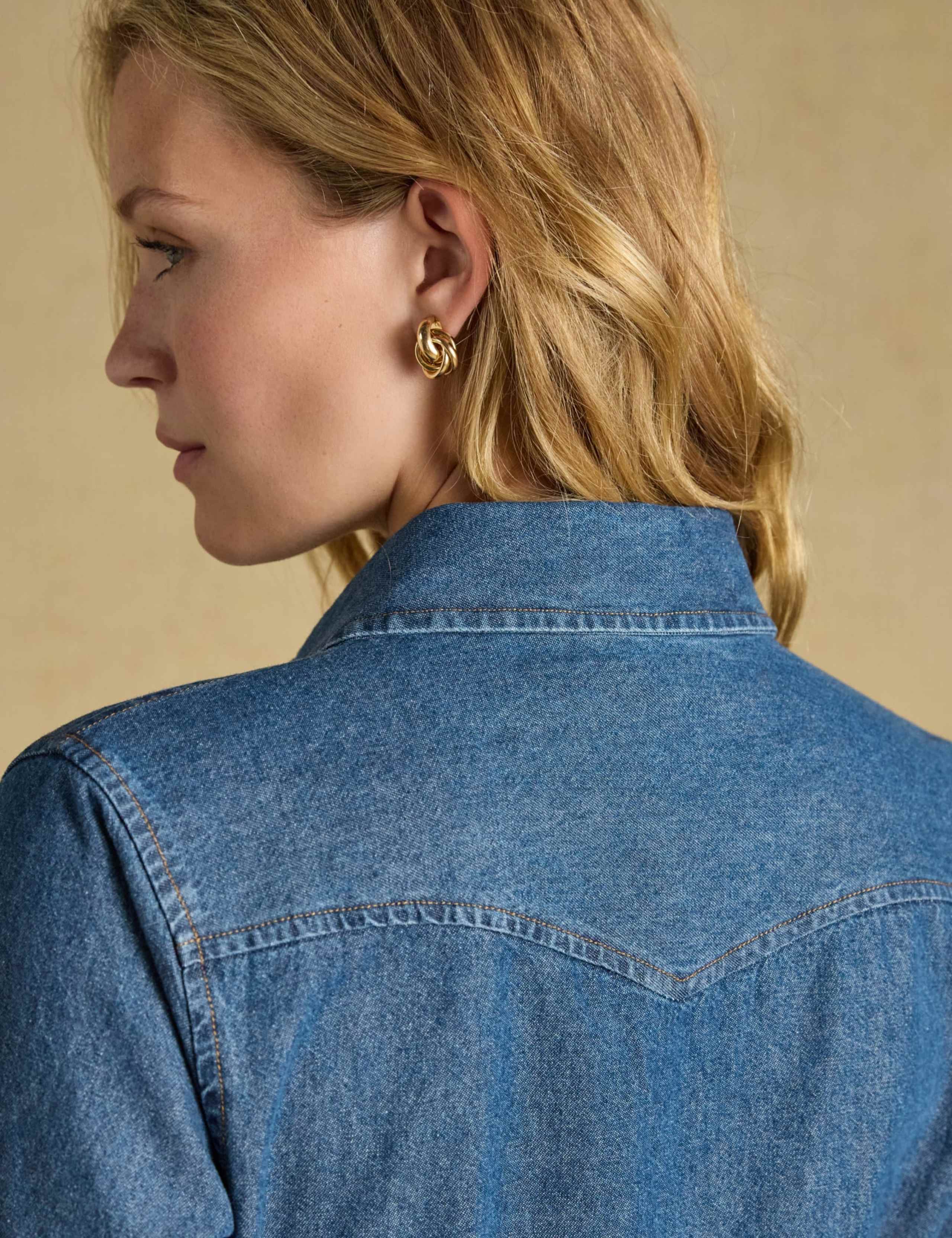 Denim Western Midi Shirt Dress 6 of 7