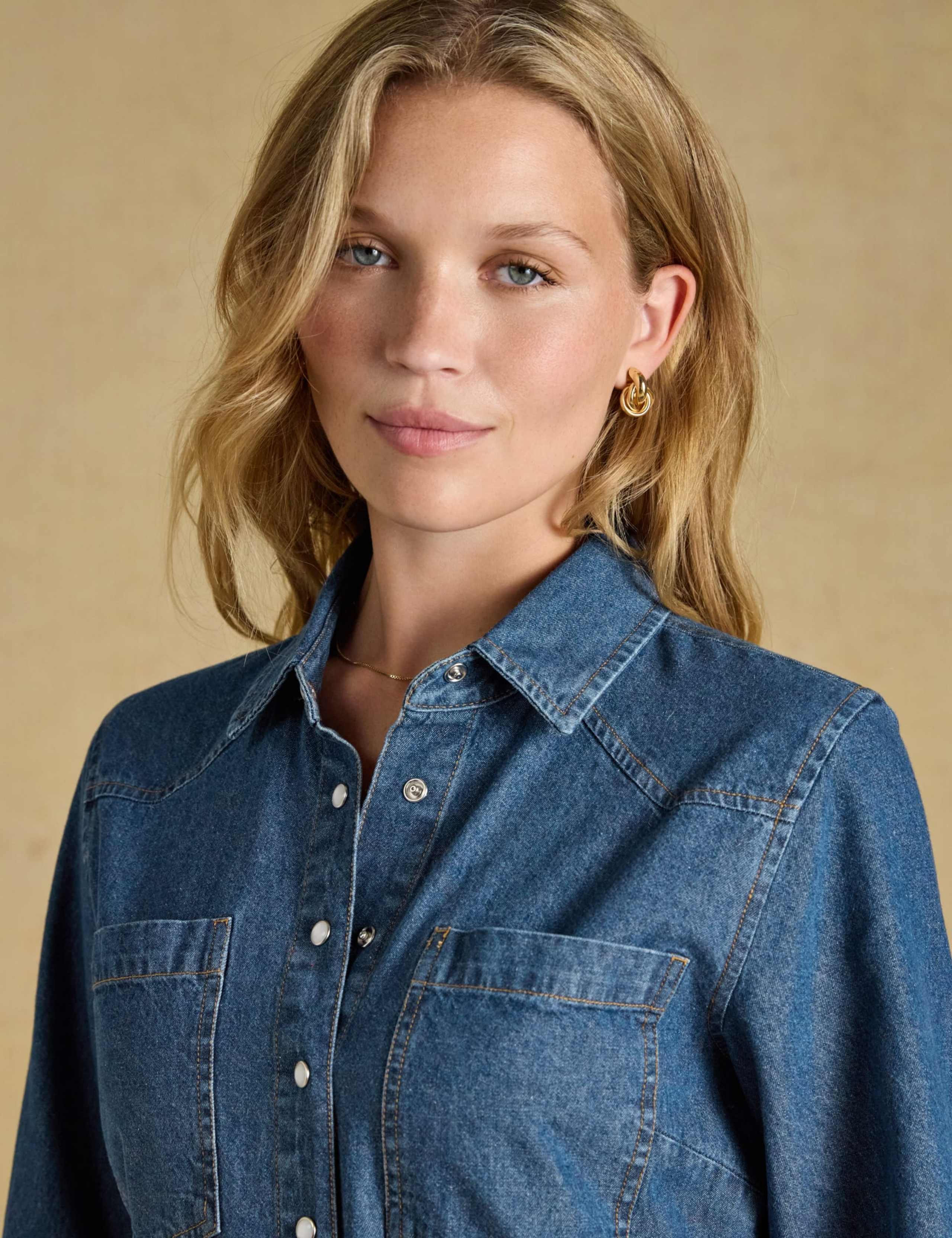 Denim Western Midi Shirt Dress 7 of 7