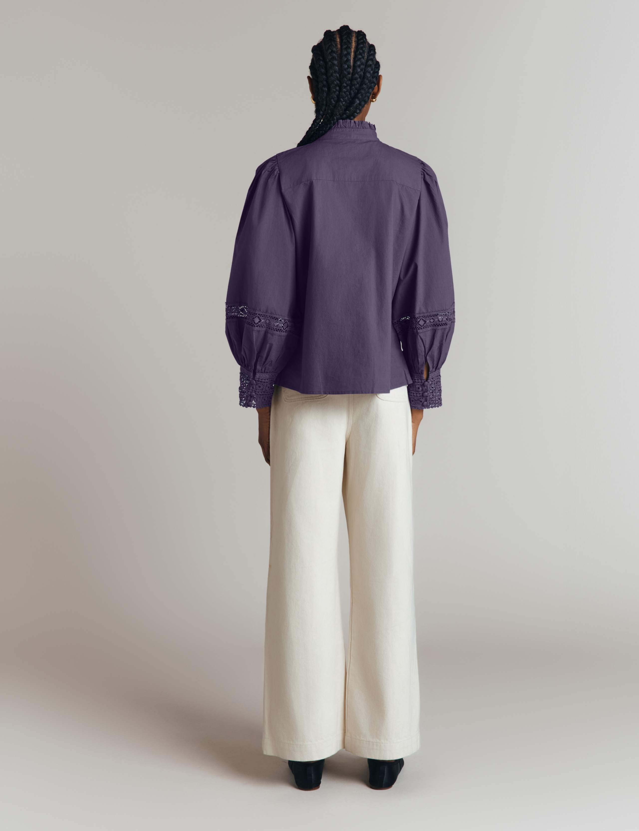 Pure Cotton Lace Insert Blouse 5 of 5