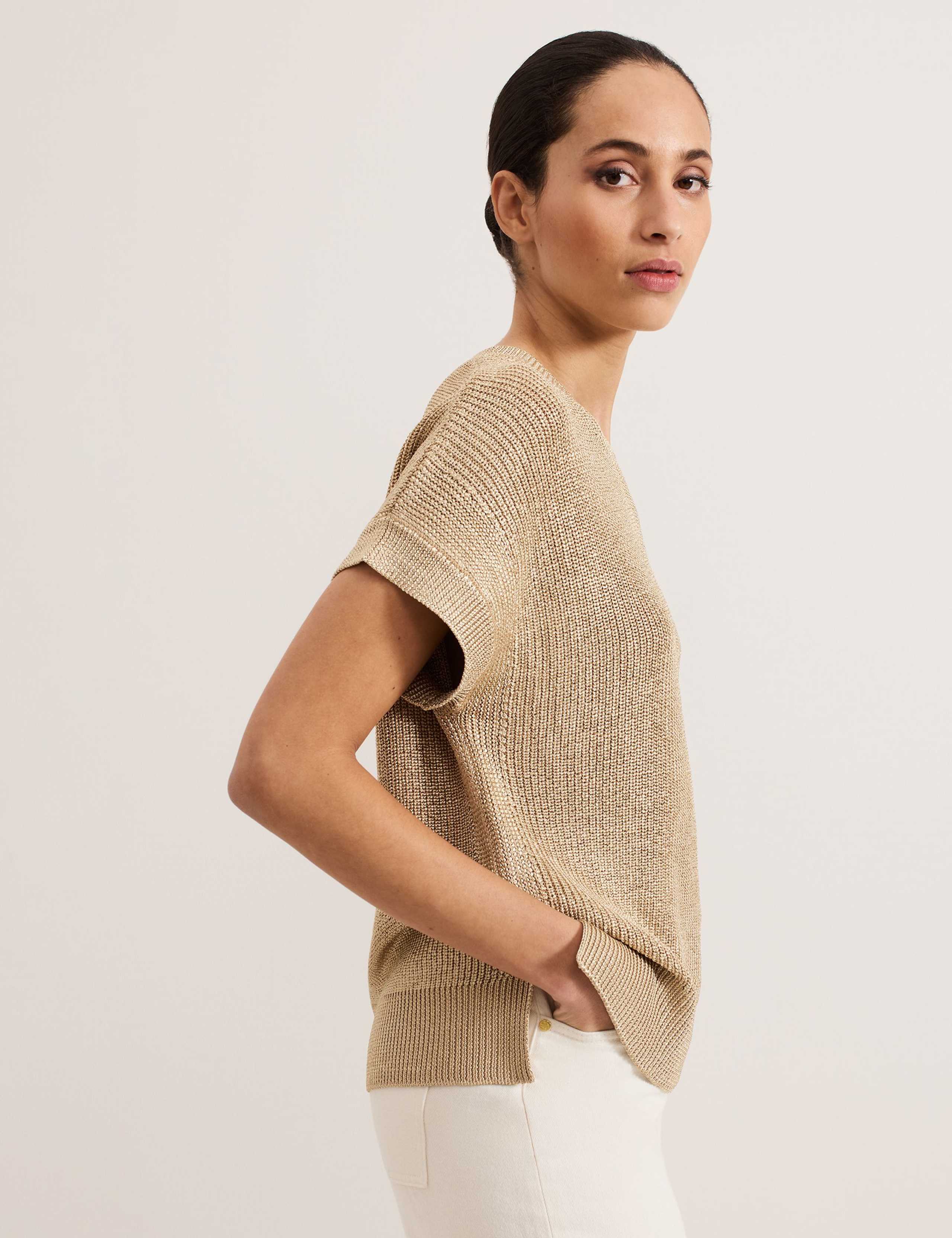 Metallic Textured Round Neck Jumper 4 of 7