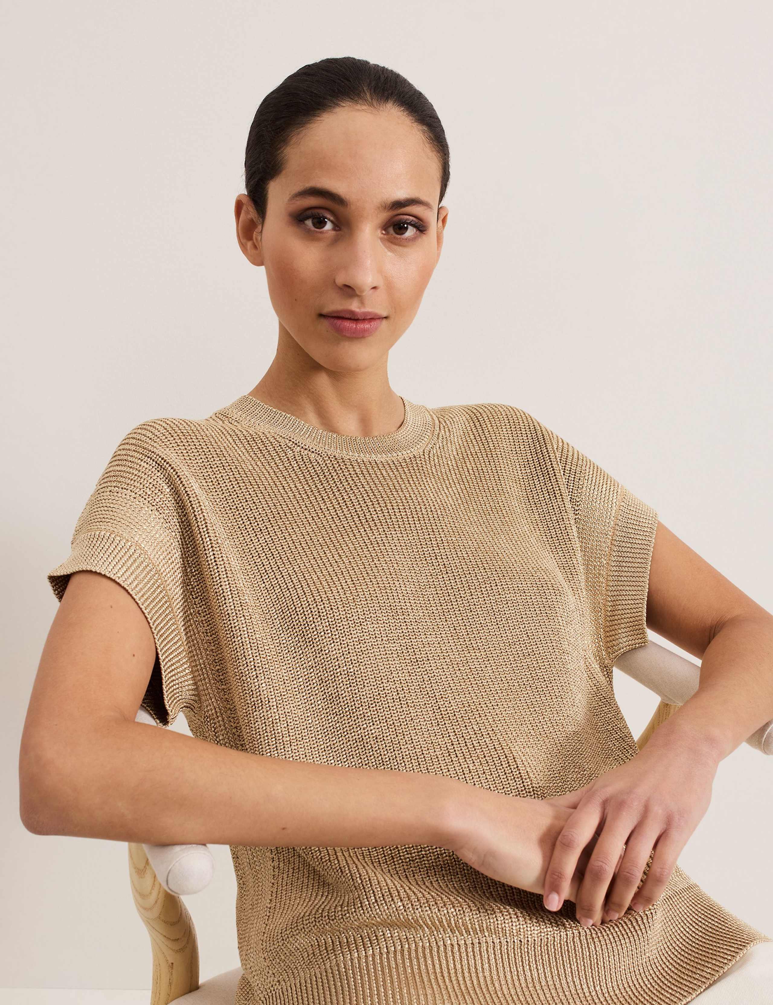 Metallic Textured Round Neck Jumper 5 of 7