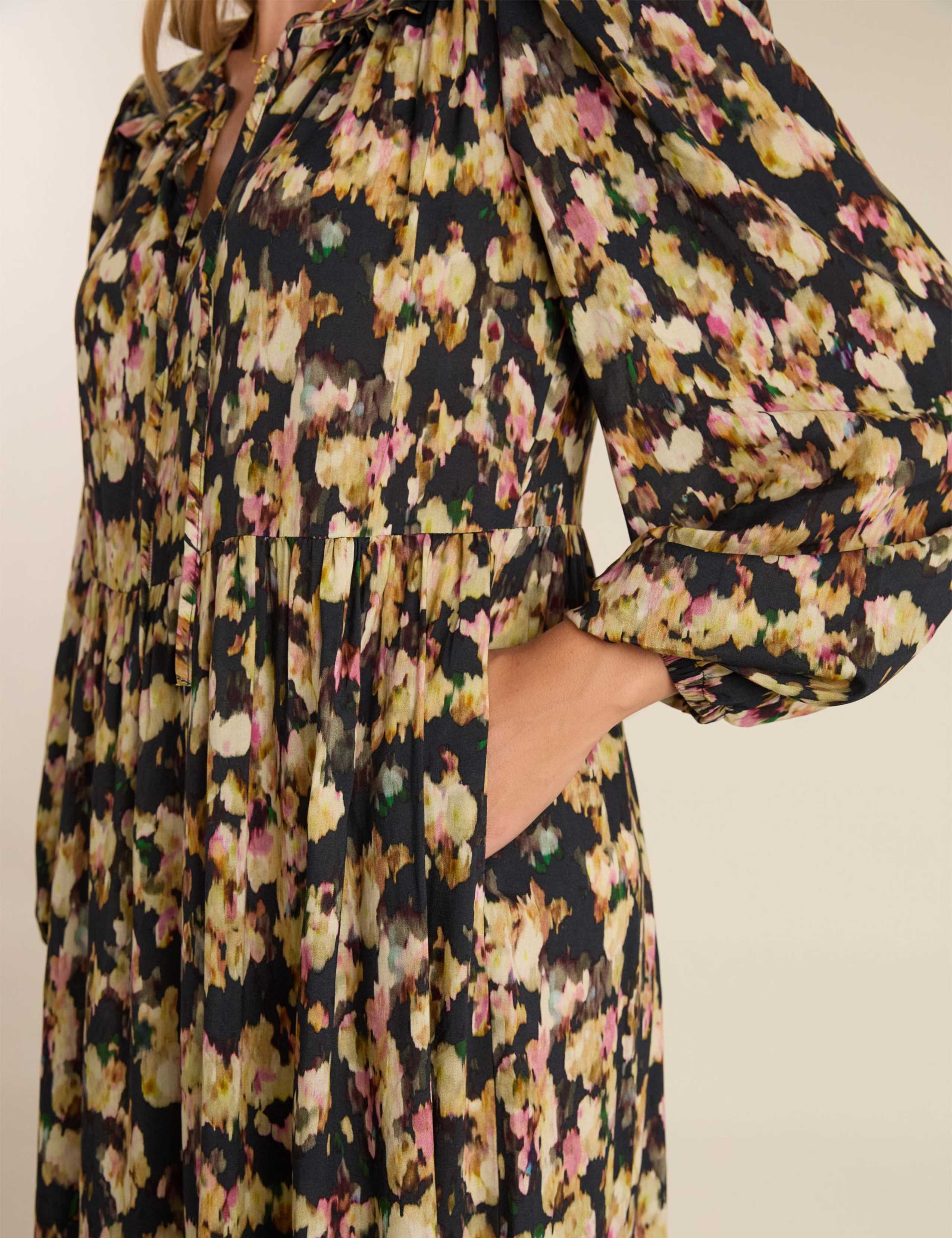 Printed Tie Neck Midi Tiered Dress 6 of 7