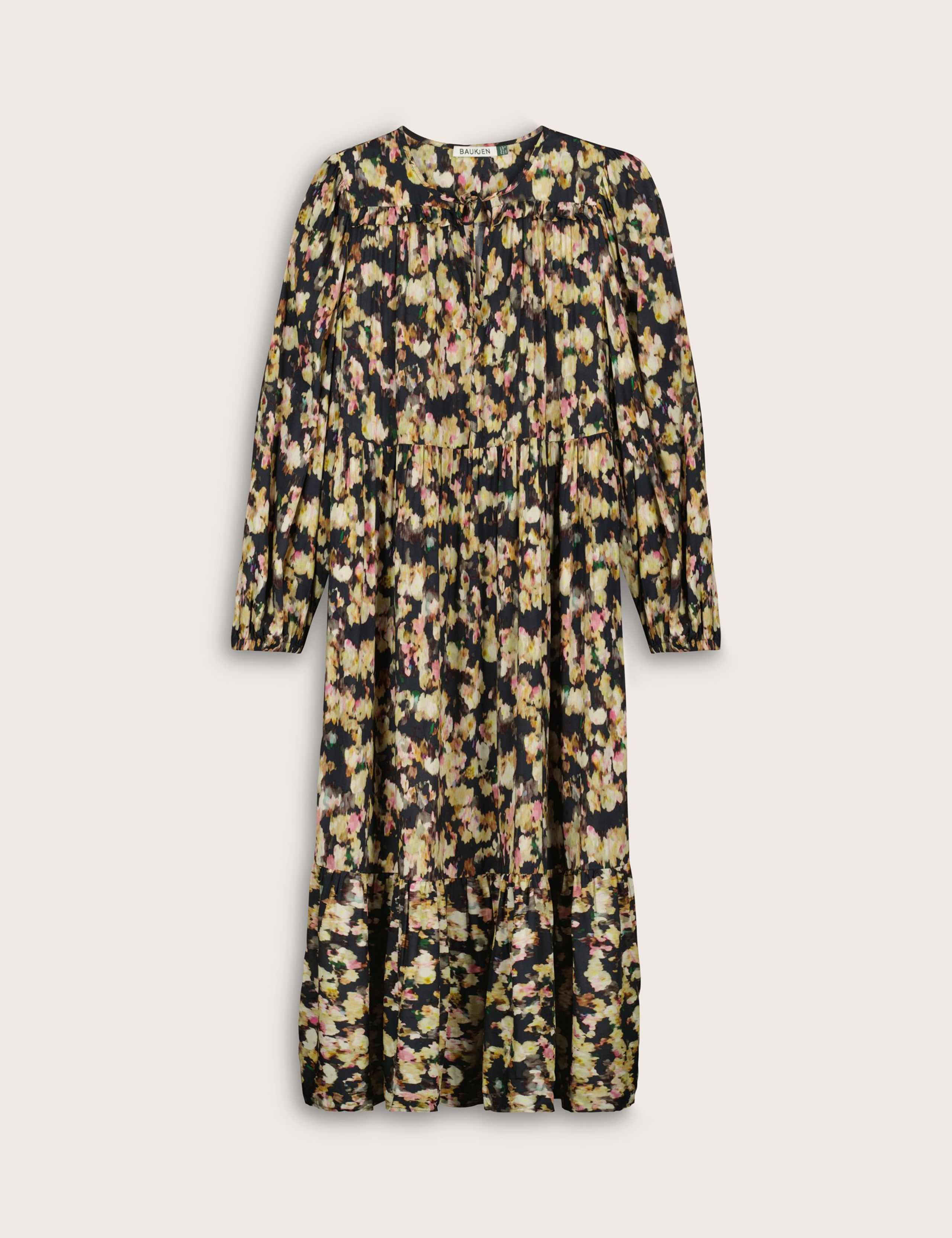 Printed Tie Neck Midi Tiered Dress 2 of 7