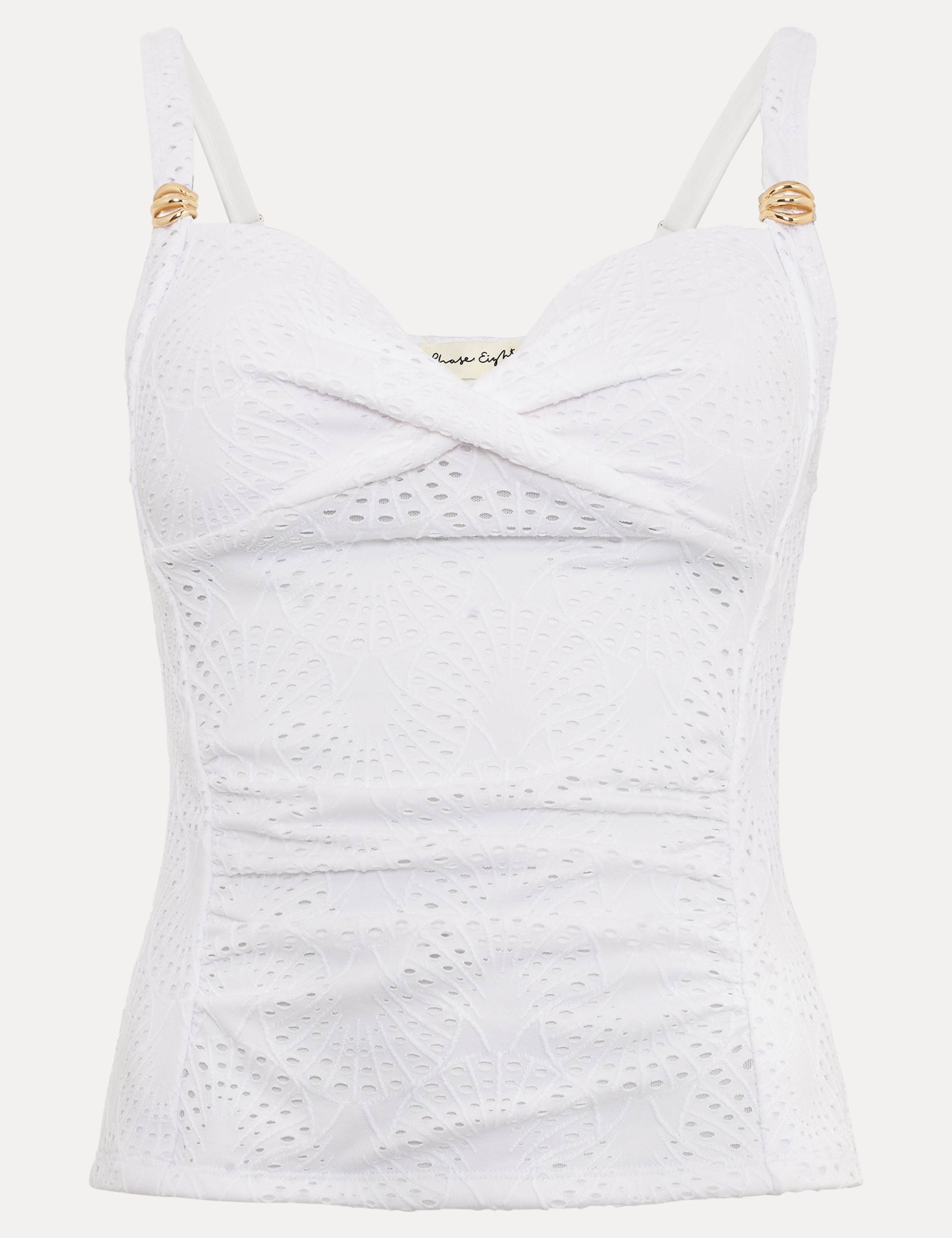 Broderie Padded Twist Front Tankini Top 2 of 7