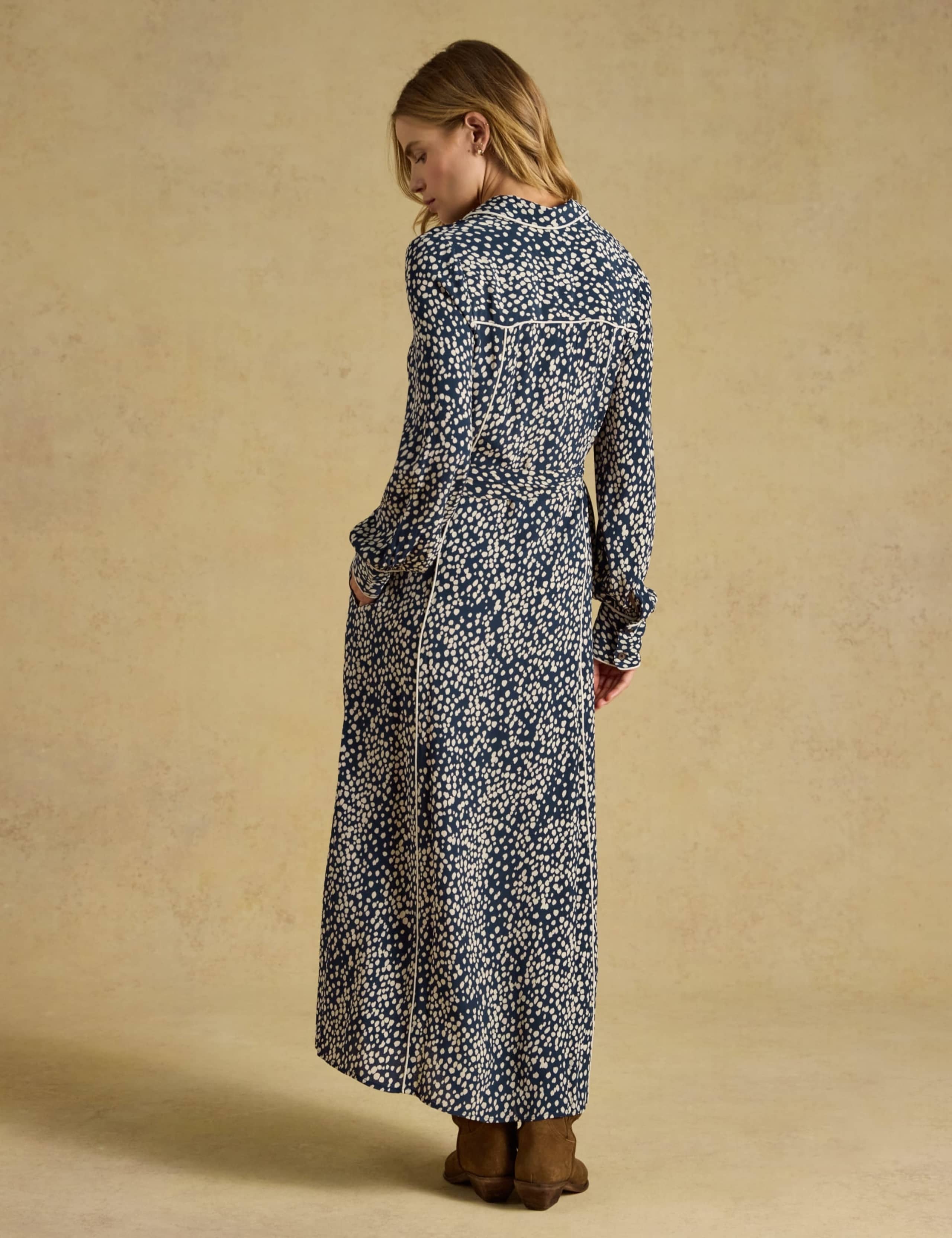 Polka Dot Collared Midi Shirt Dress 3 of 7