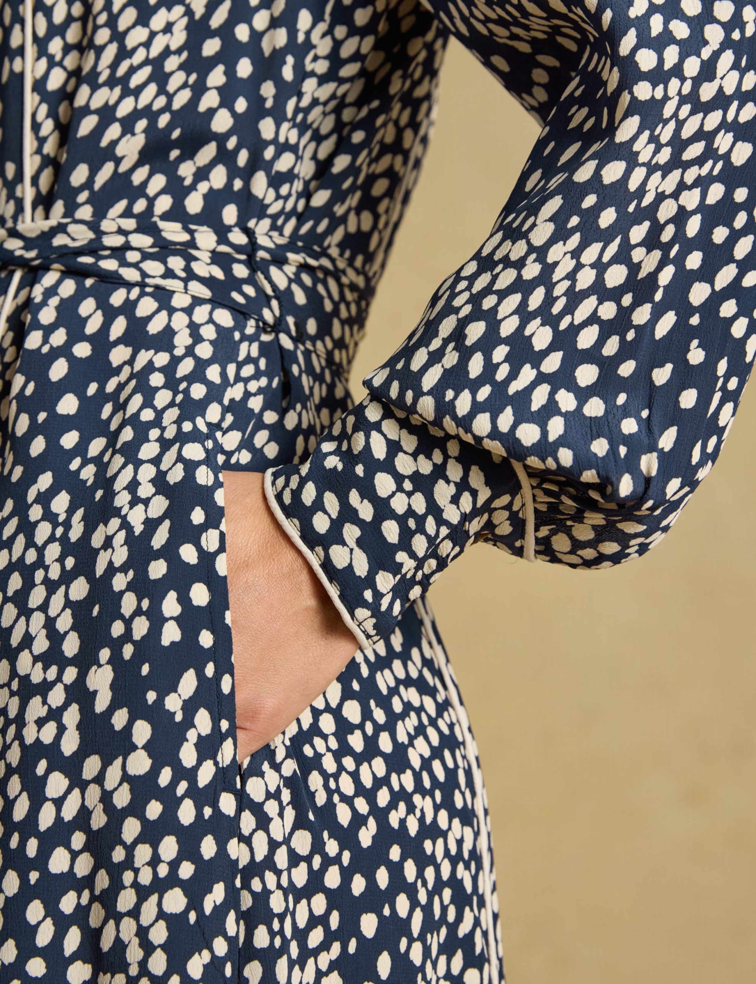 Polka Dot Collared Midi Shirt Dress 5 of 7
