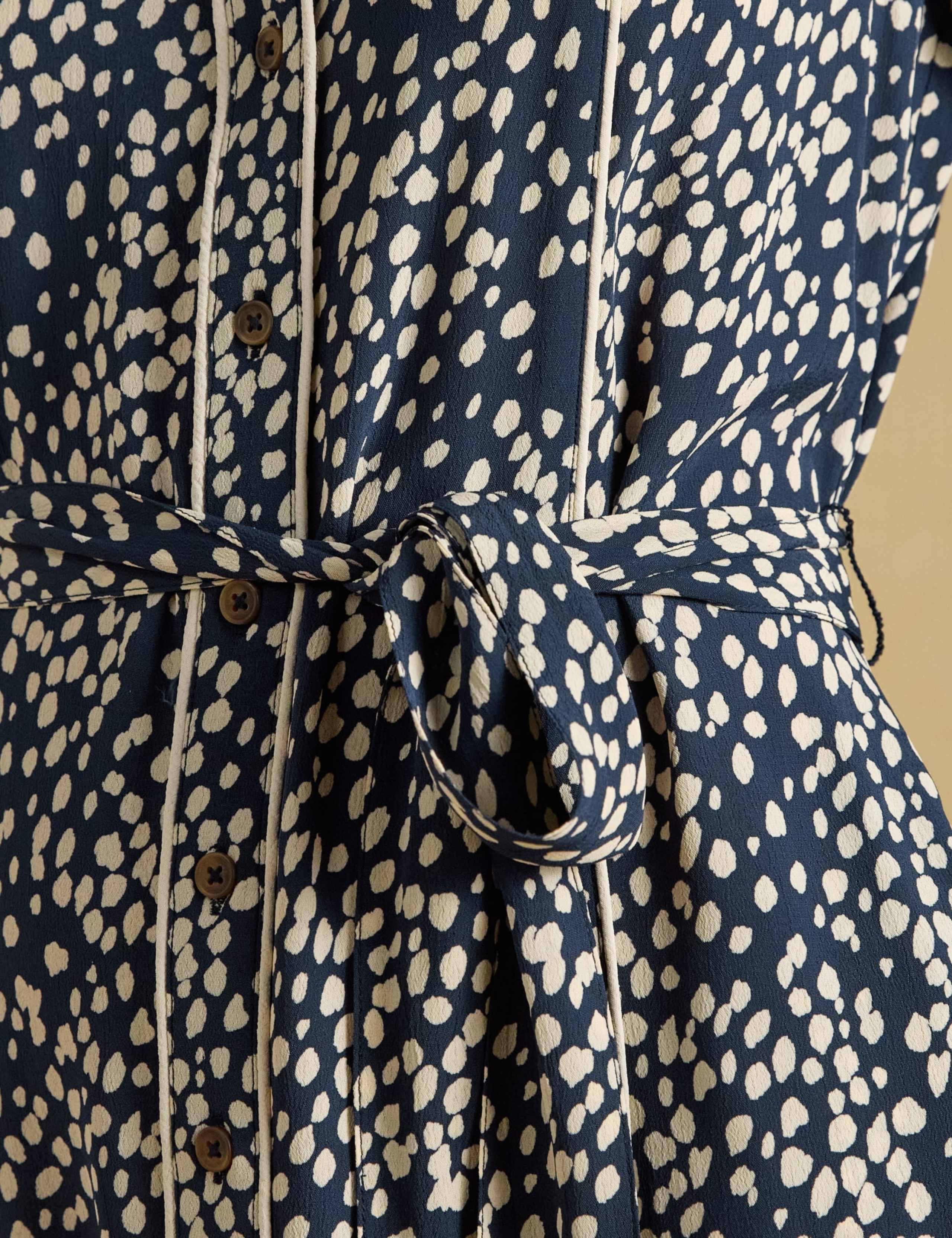 Polka Dot Collared Midi Shirt Dress 6 of 7