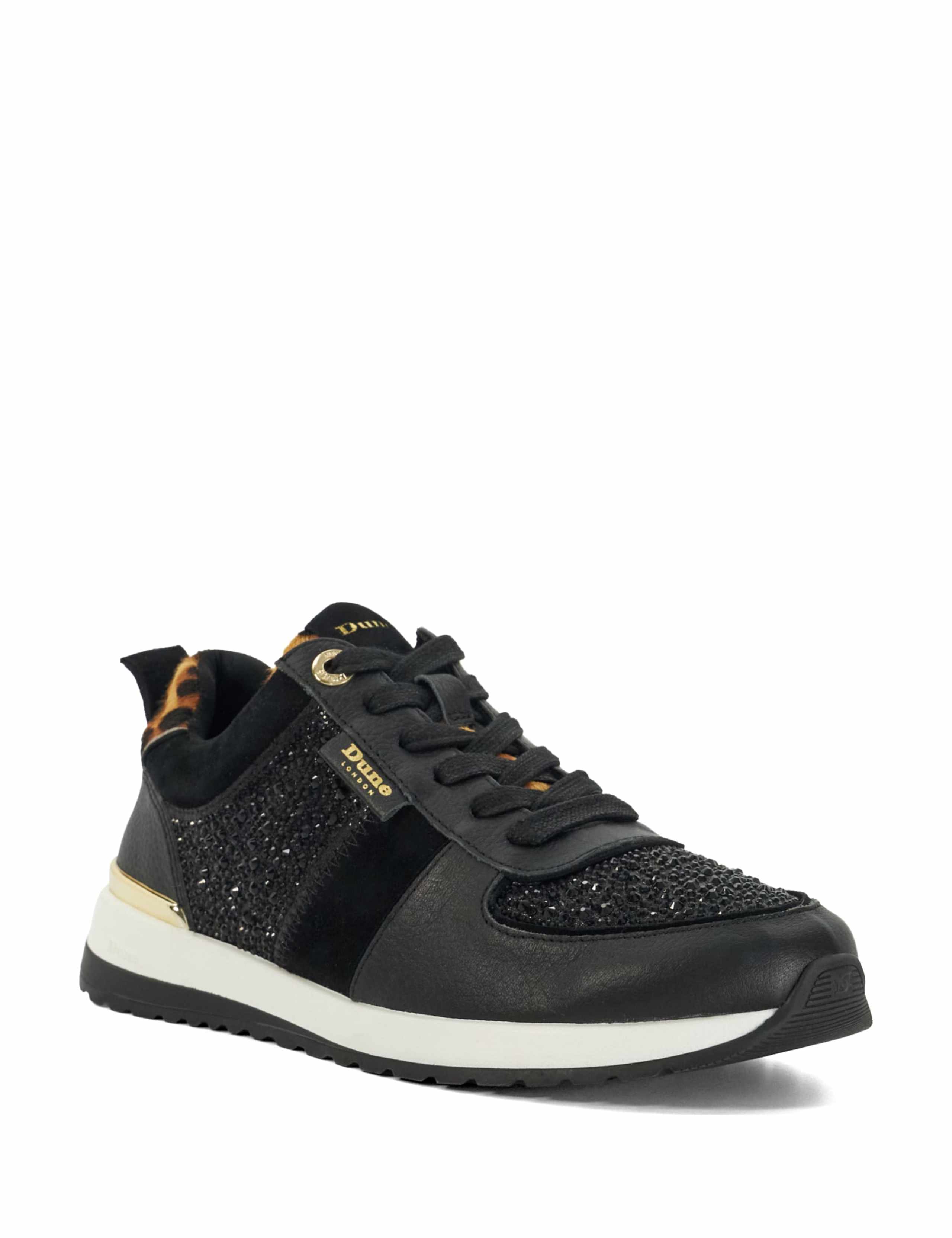 Leather Leopard Print Lace Up Trainers 3 of 6