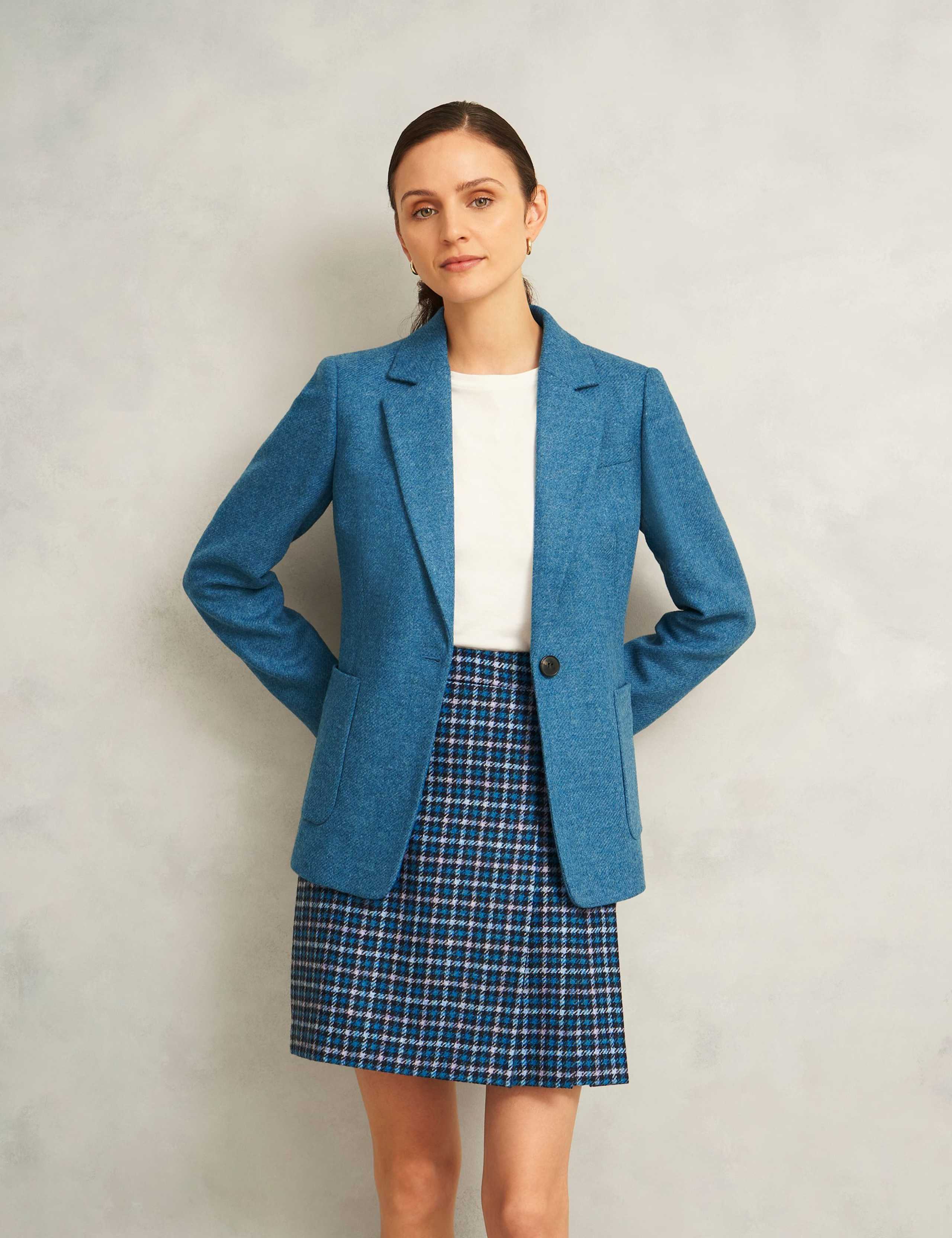 Pure Wool Checked Pleat Front Mini A-Line Skirt 1 of 6