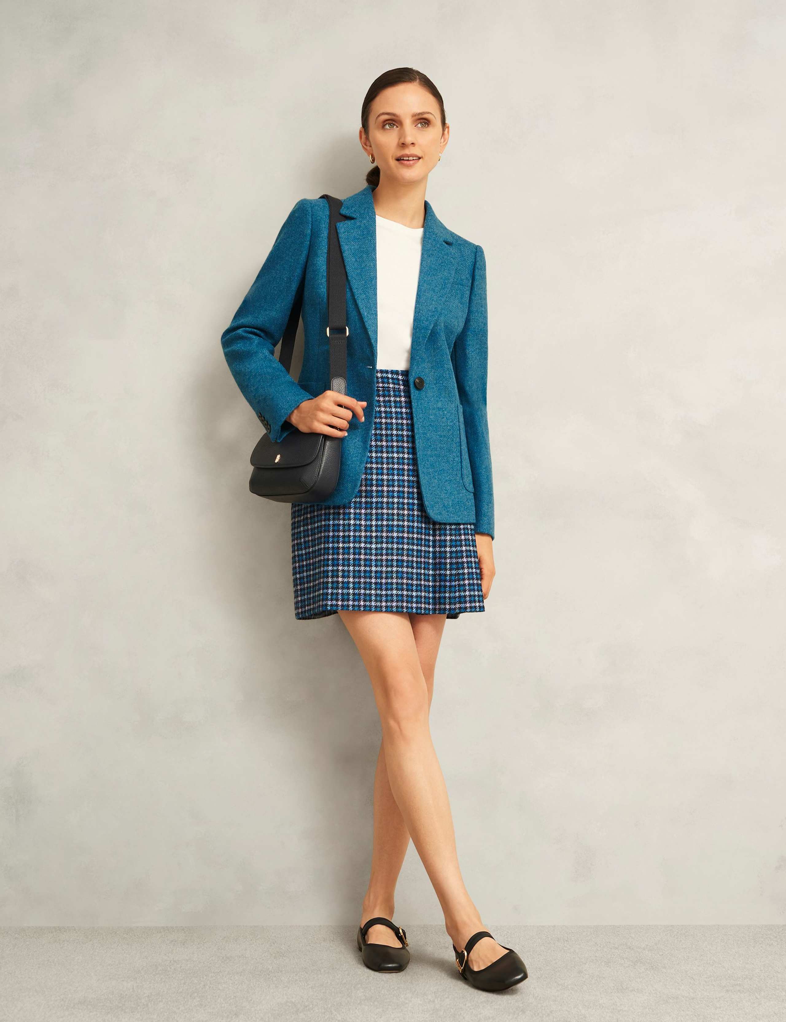 Pure Wool Checked Pleat Front Mini A-Line Skirt 5 of 6