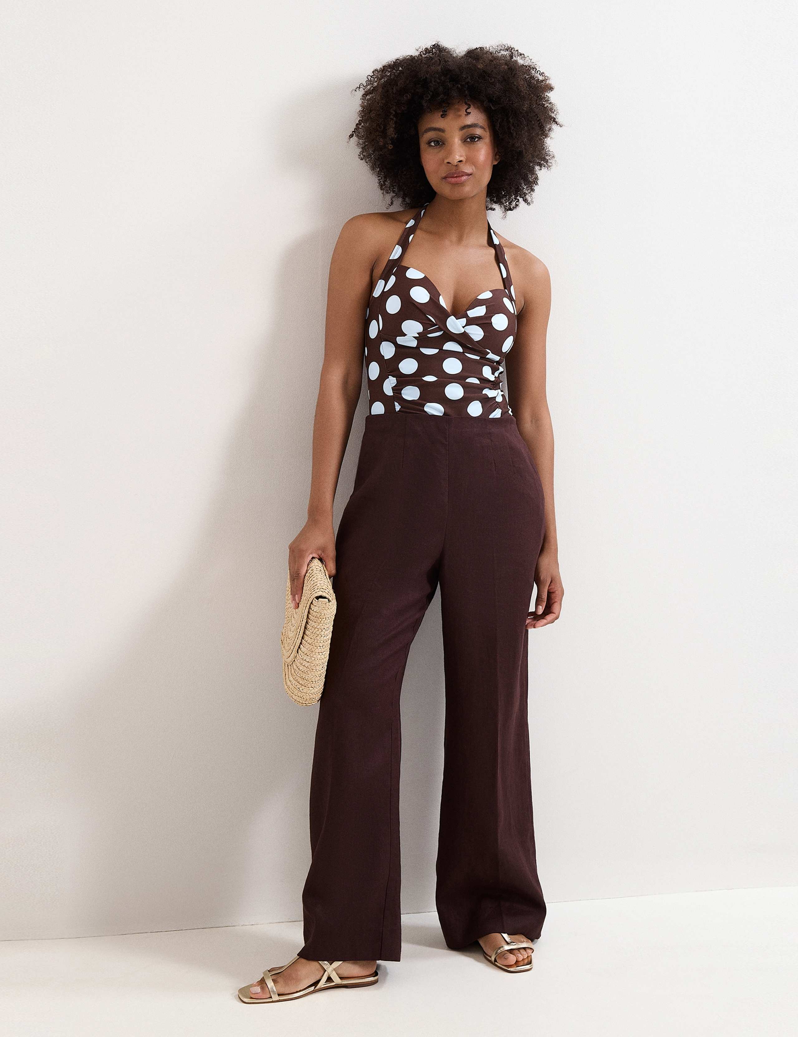Polka Dot Ruched Halterneck Tankini Top 4 of 8