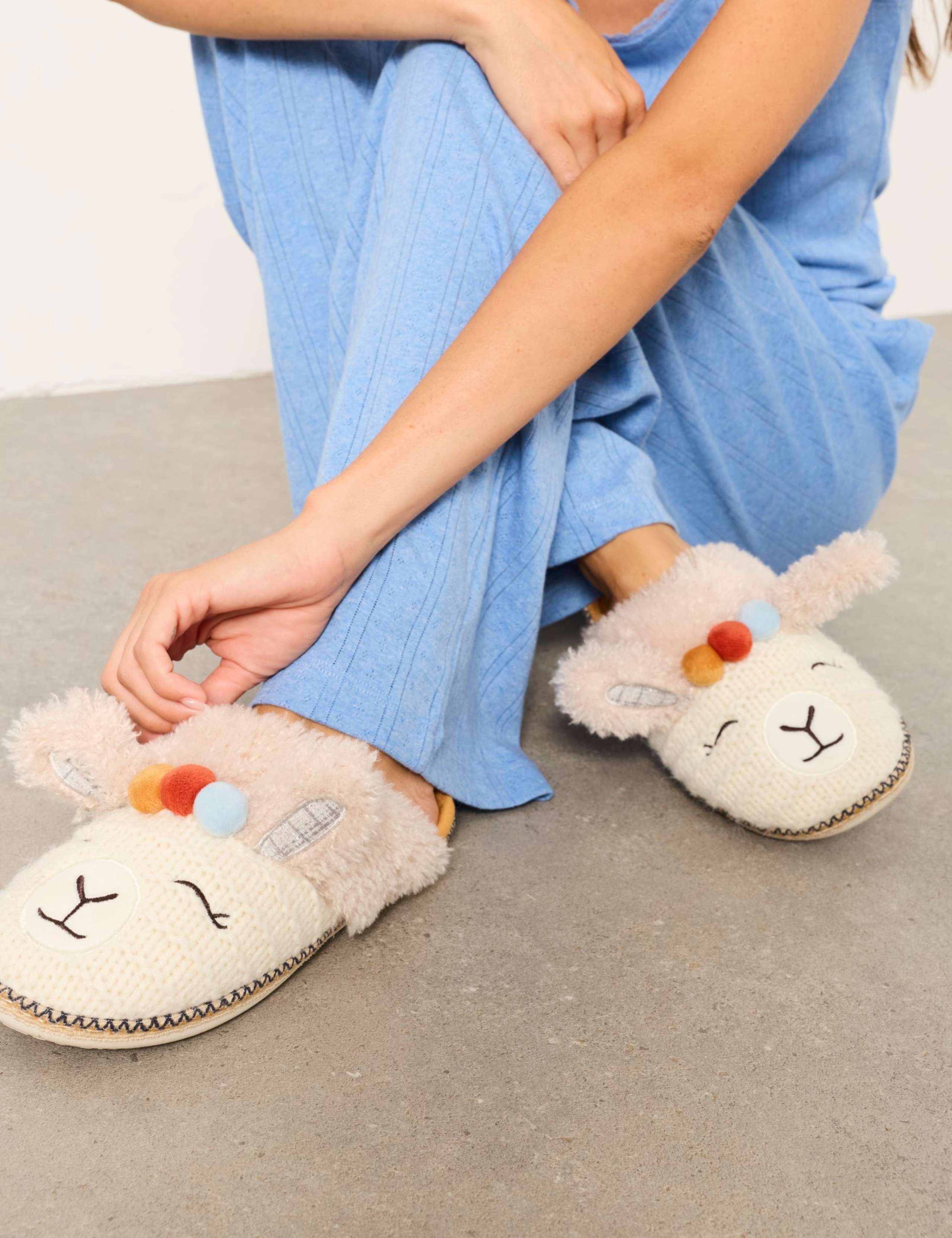 Knitted Alpaca Pom Pom Slippers 2 of 4