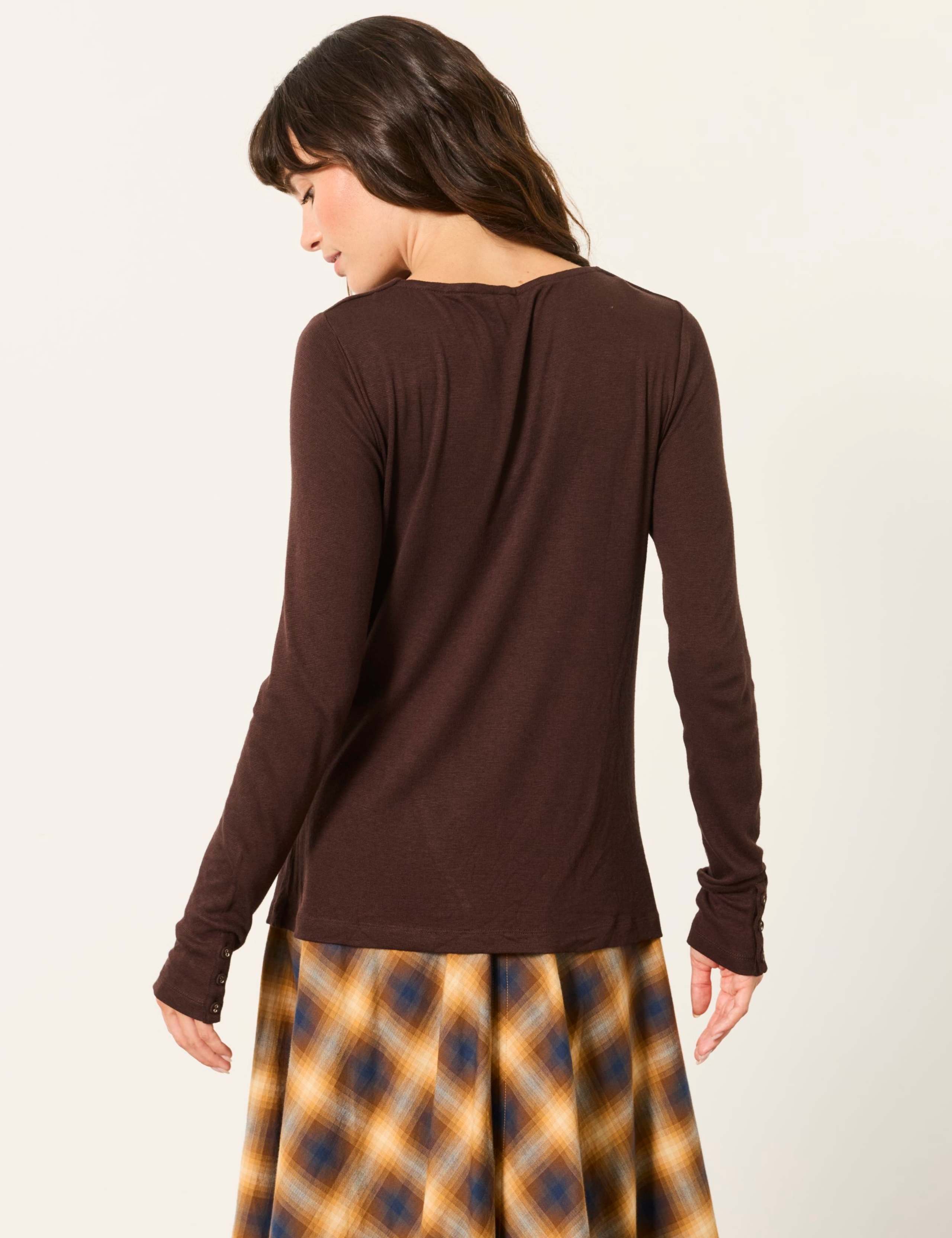 Cowl Neck Button Detail Top with Wool 3 of 6