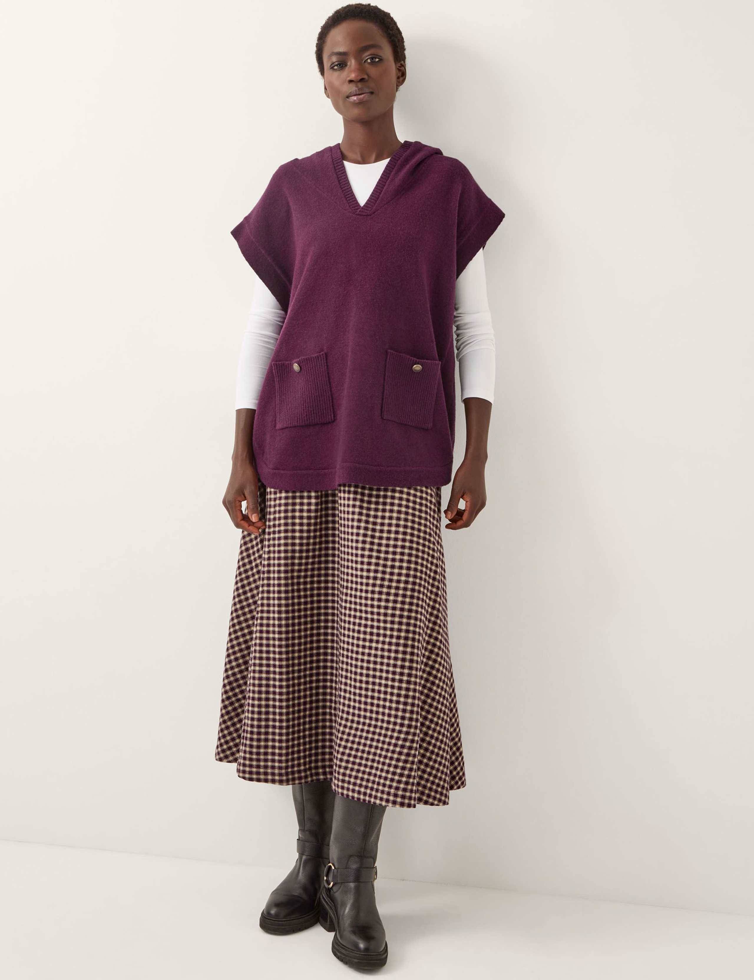 V-Neck Pocket Detail Poncho 2 of 4