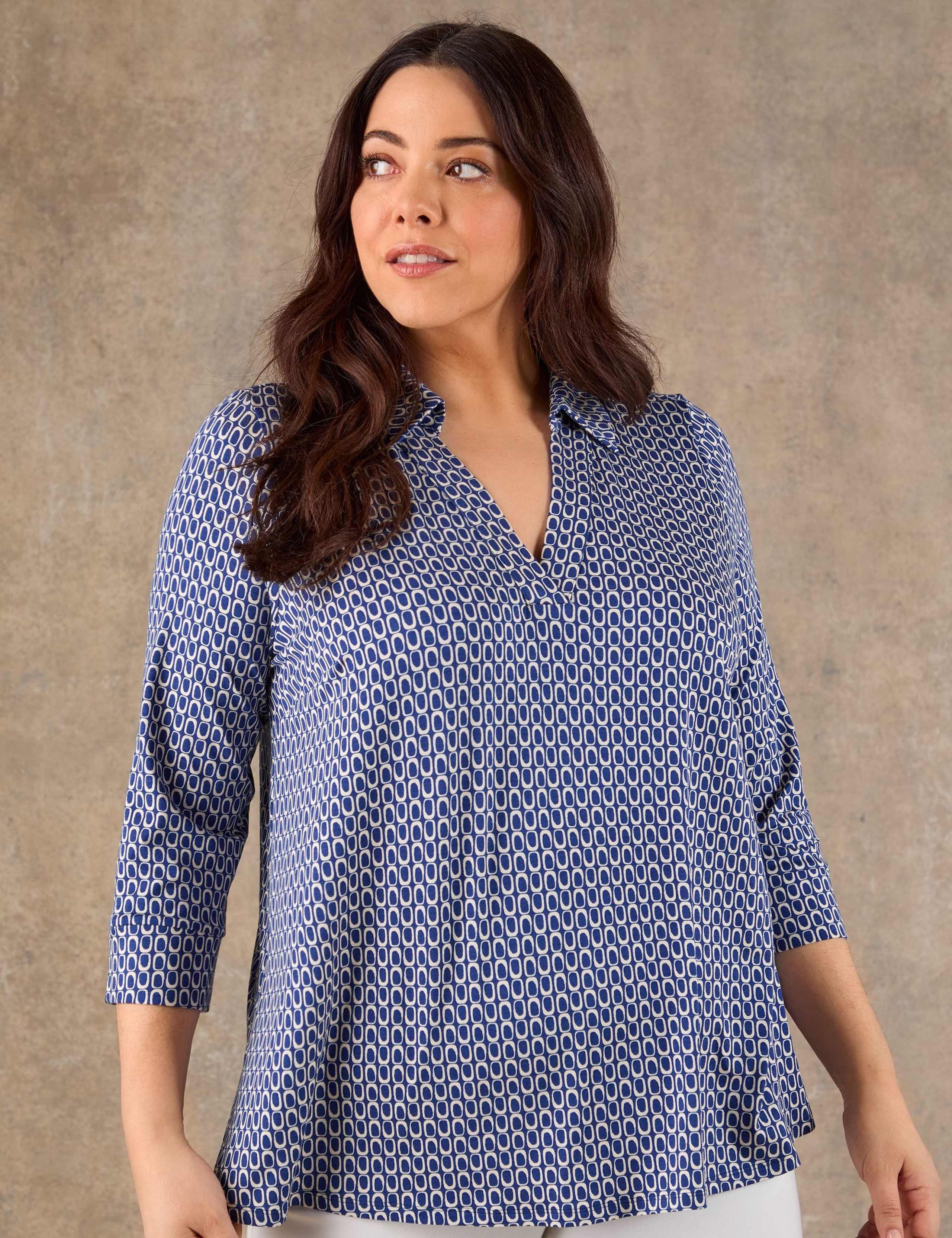 Geometric Polo Blouse 1 of 4