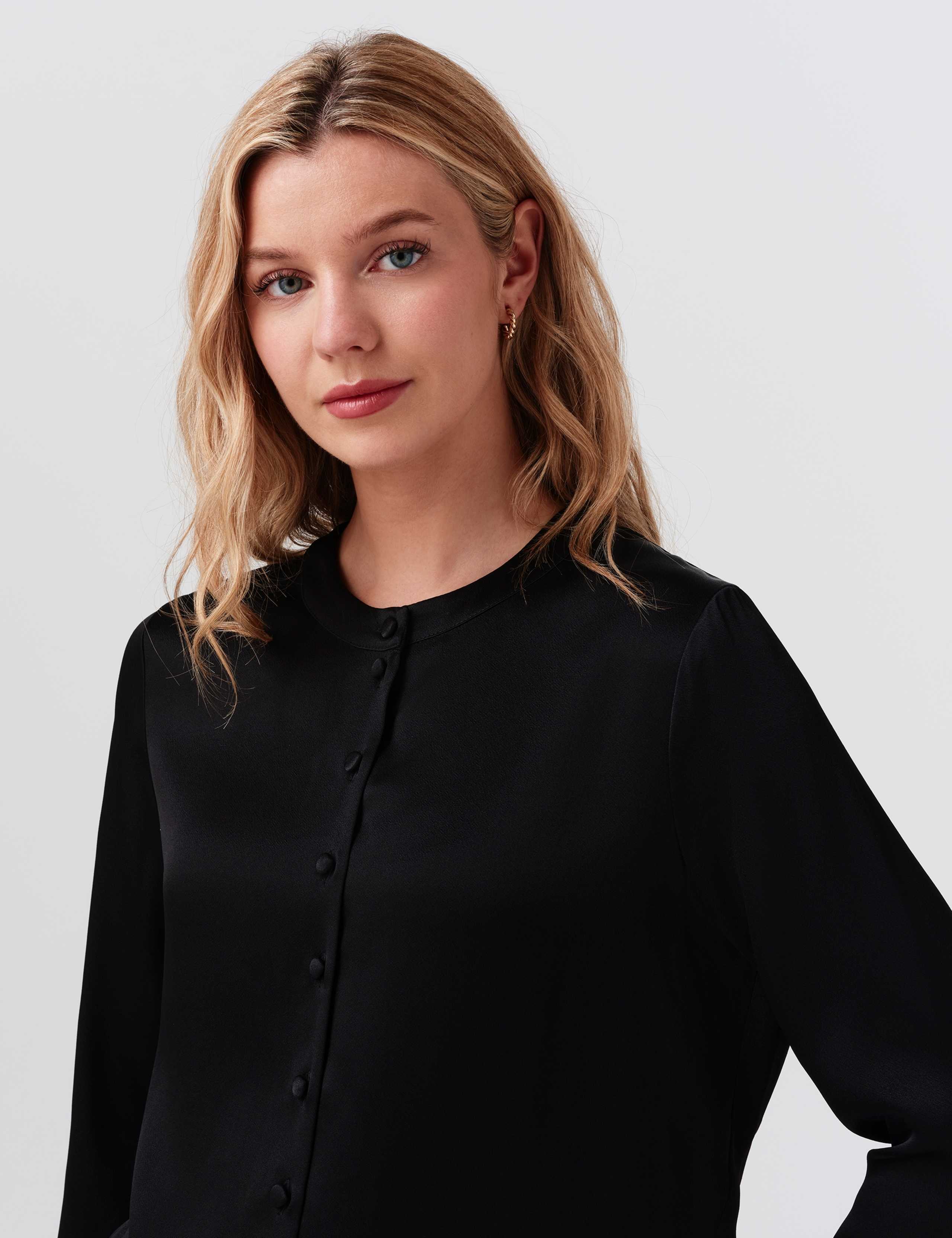 Crepe Button Front Blouse 2 of 8