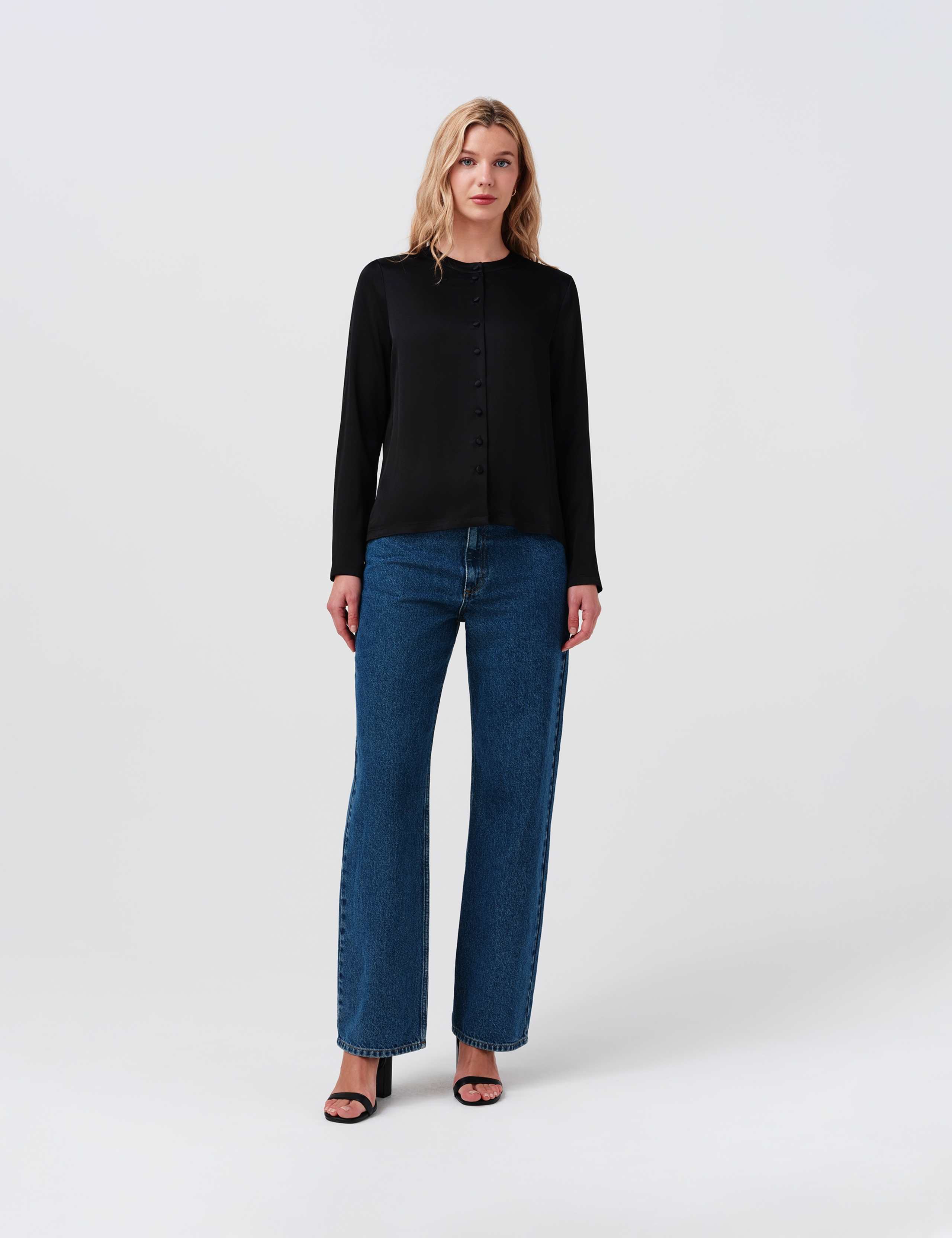 Crepe Button Front Blouse 3 of 8