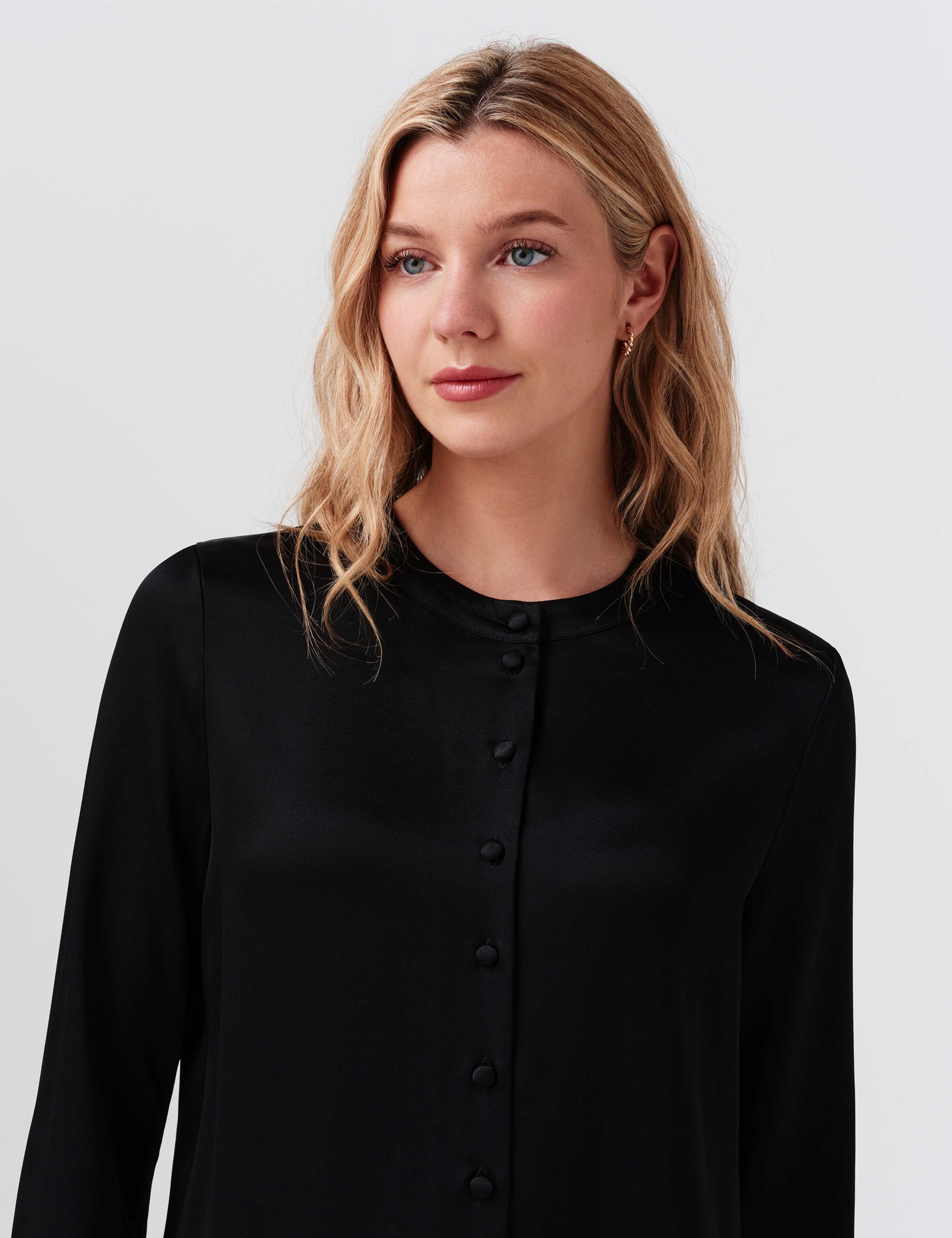 Crepe Button Front Blouse 4 of 8