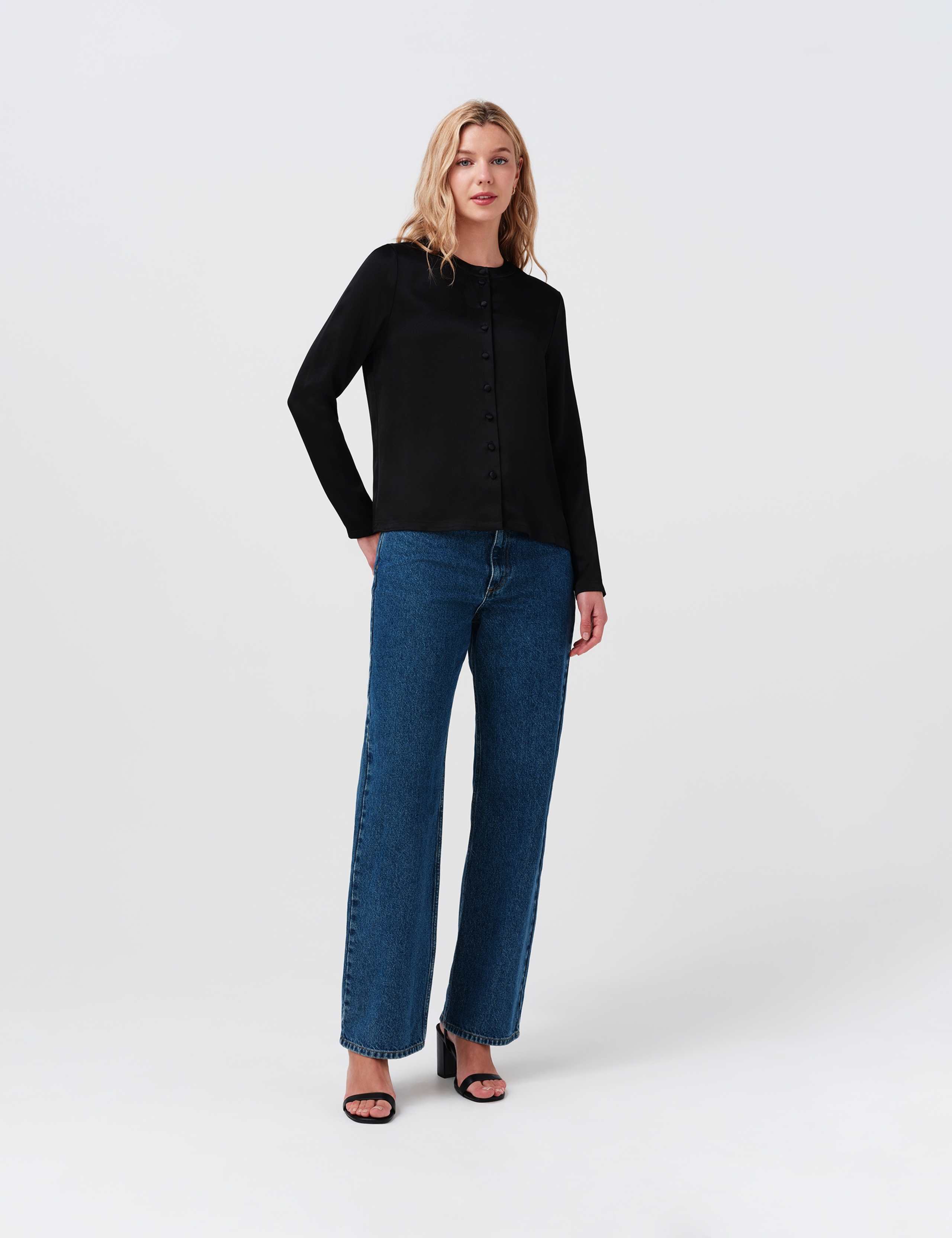 Crepe Button Front Blouse 7 of 8