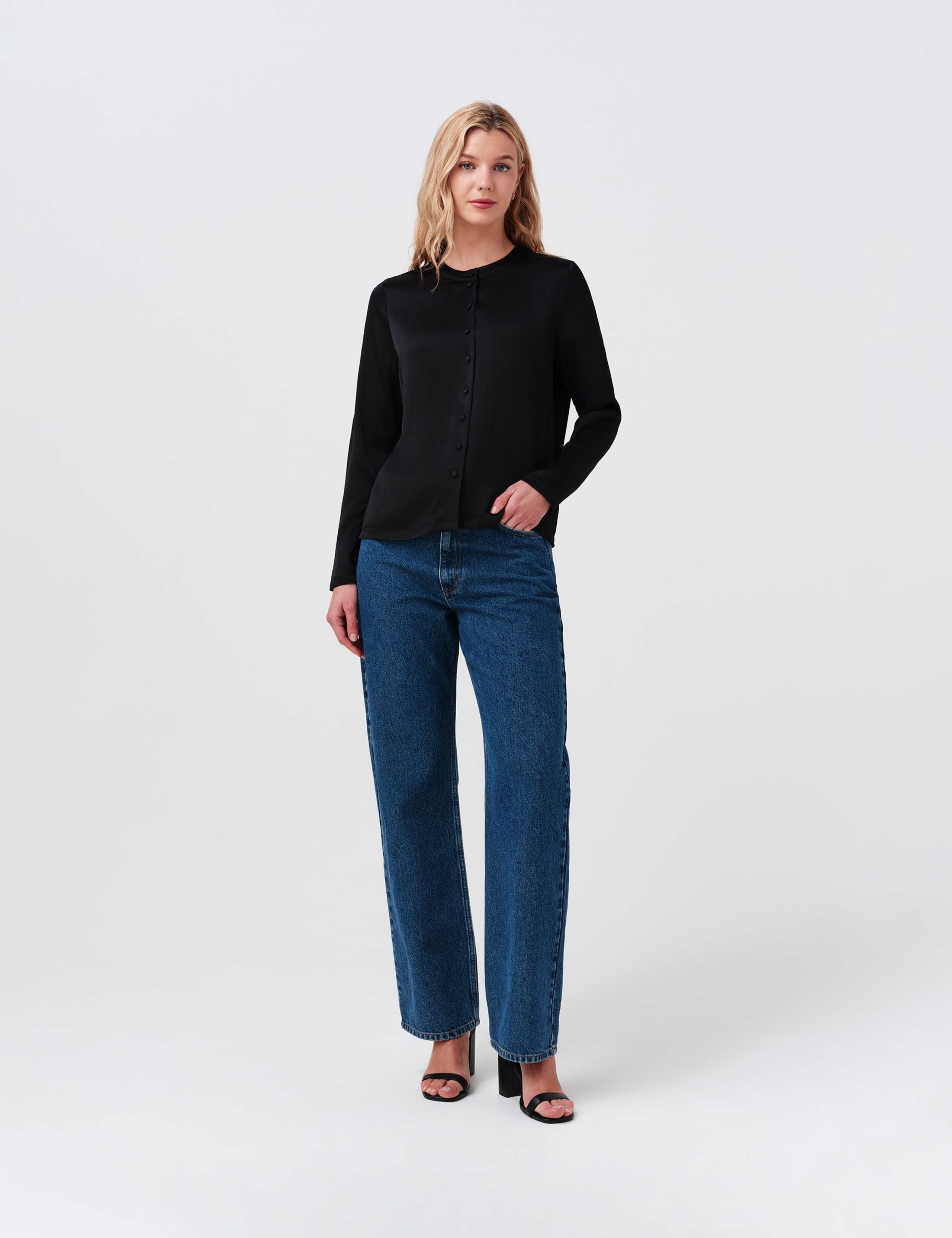 Crepe Button Front Blouse 8 of 8