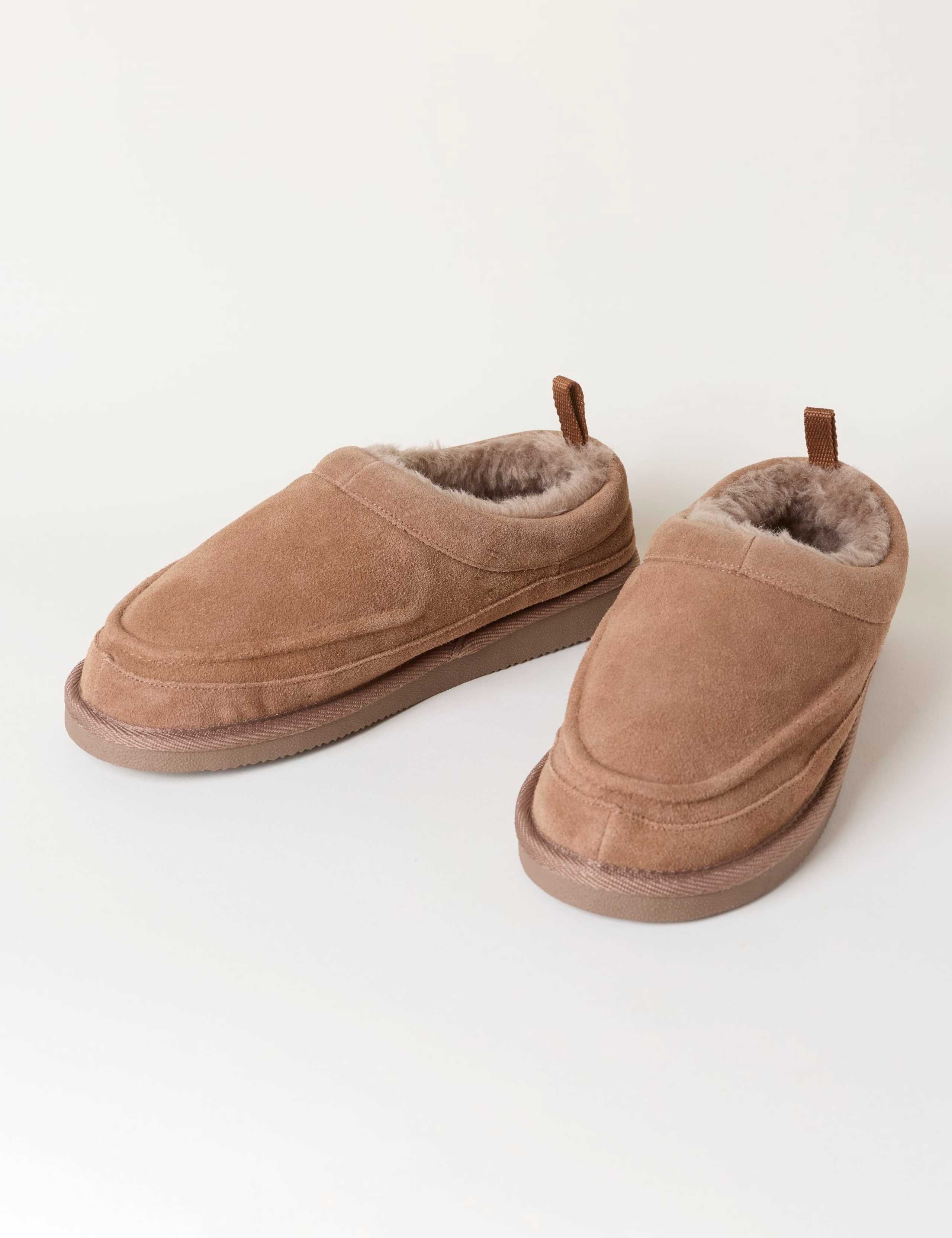 Suede Faux Fur Lined Mule Slippers 2 of 3