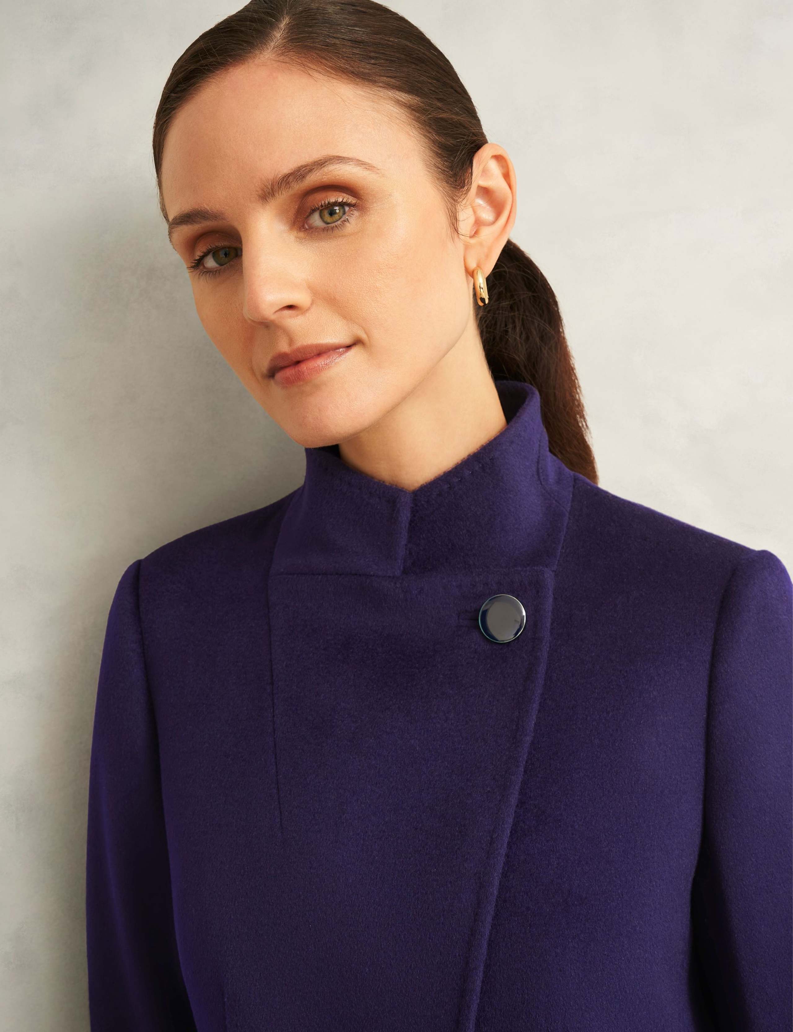 Pure Wool High Neck Tailored Coat 3 of 5